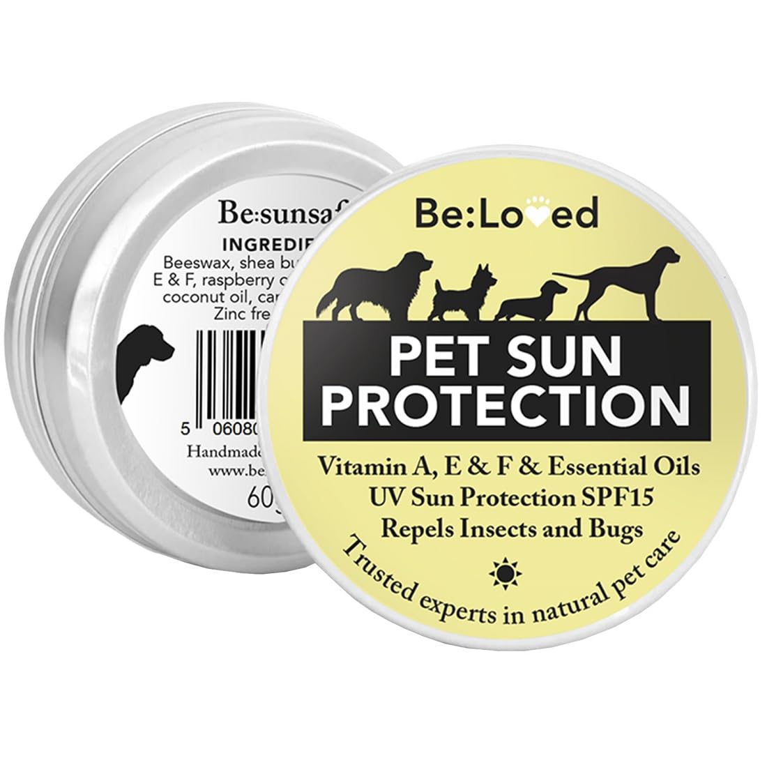 Be:Loved Be:Sunsafe Pet Sun Protection Balm - 60g | Natural Skin Shield | SPF 15