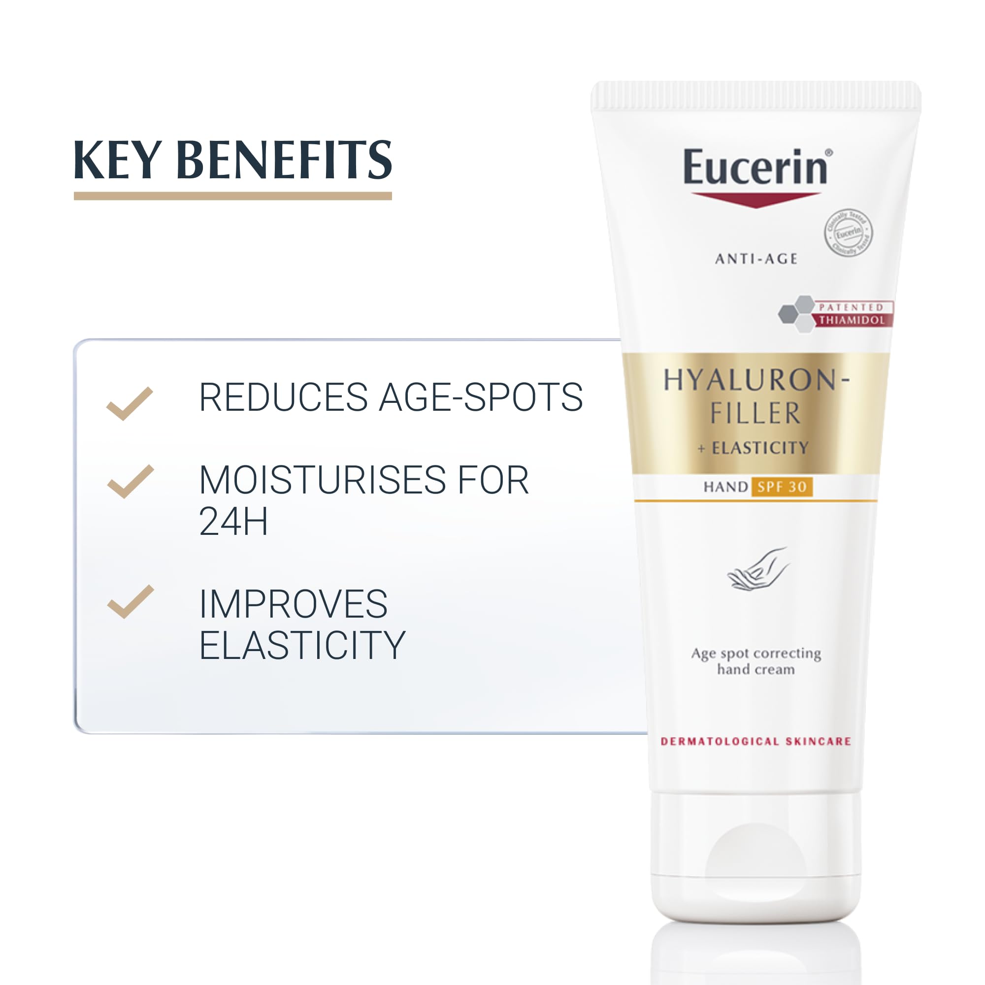 Eucerin Hyaluron-Filler + Elasticity Age Spot Correcting Hand Cream SPF 30 - Reduces Age Spots, Plumps Wrinkles, Improves Elasticity | 75ml