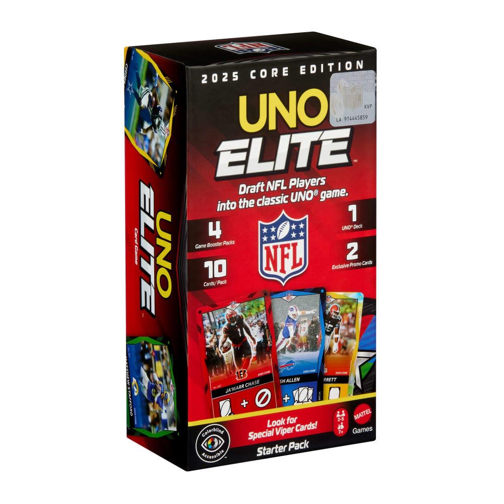 UNO Elite NFL 2025 Core Edition Card Game - Strategy Football Theme, Ages 7+ 1