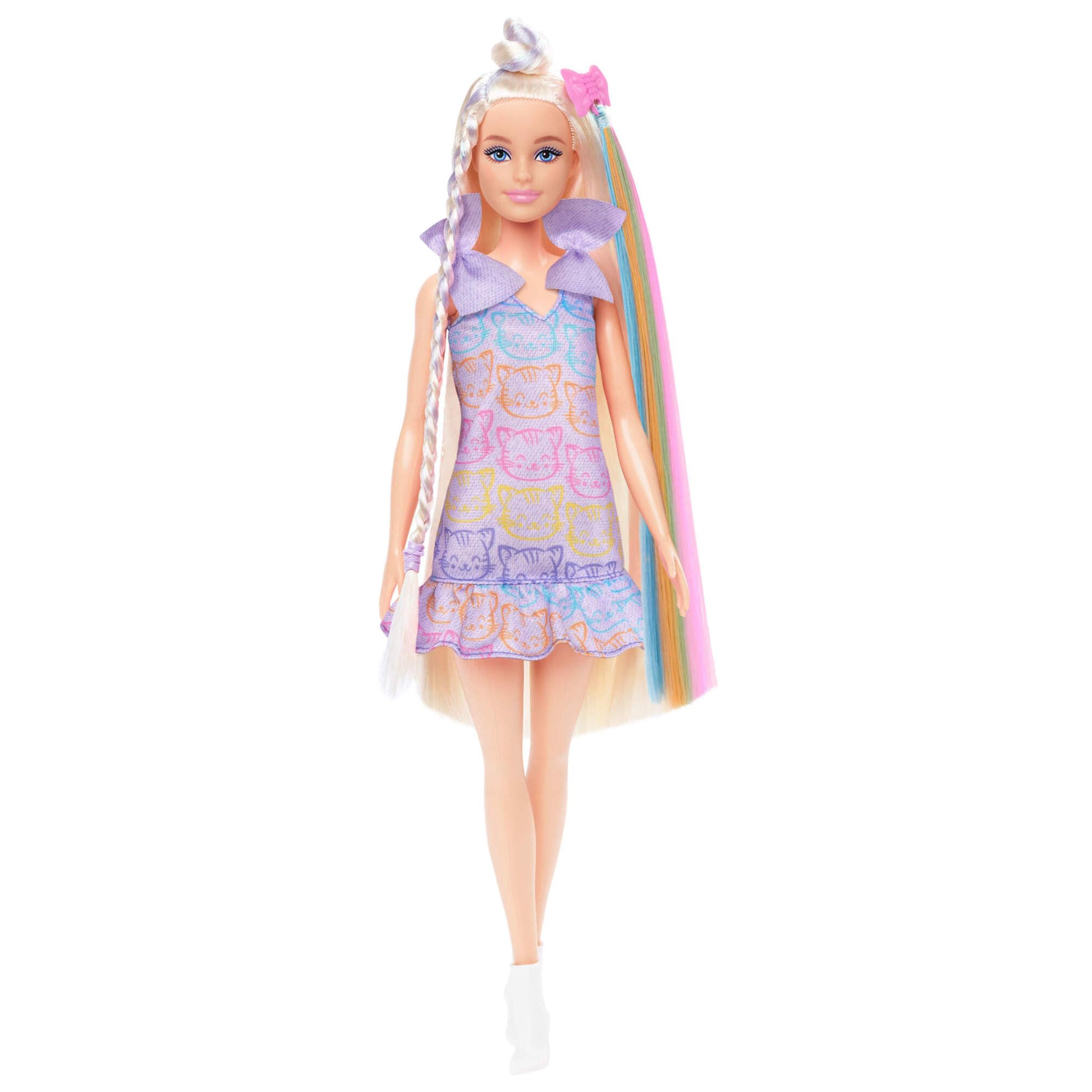 Barbie Fun & Fancy Hair Doll with Extra-Long Blonde Hair & 12-Piece Fashion Playset - Ages 3+