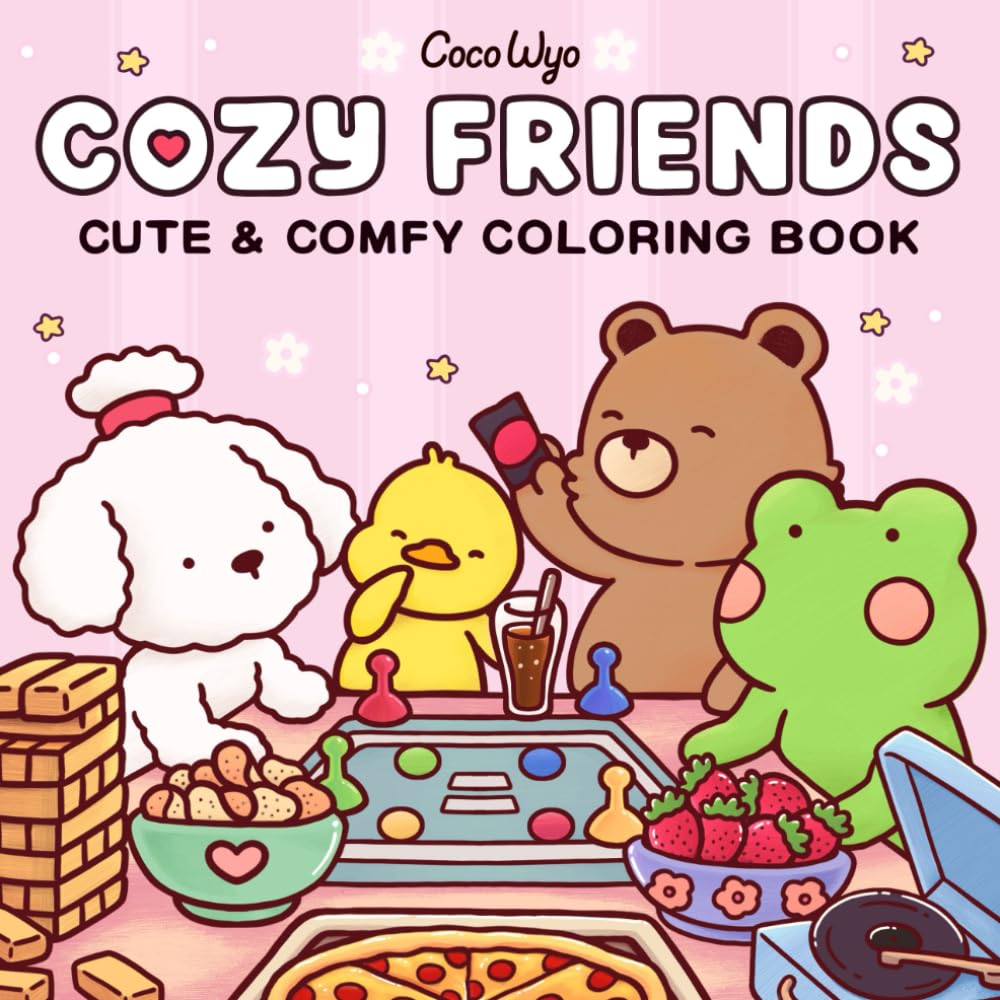 Coco Wyo Cozy Friends: Coloring Book for Adults and Teens | 40 Pages | 8.5 x 8.5 in 1