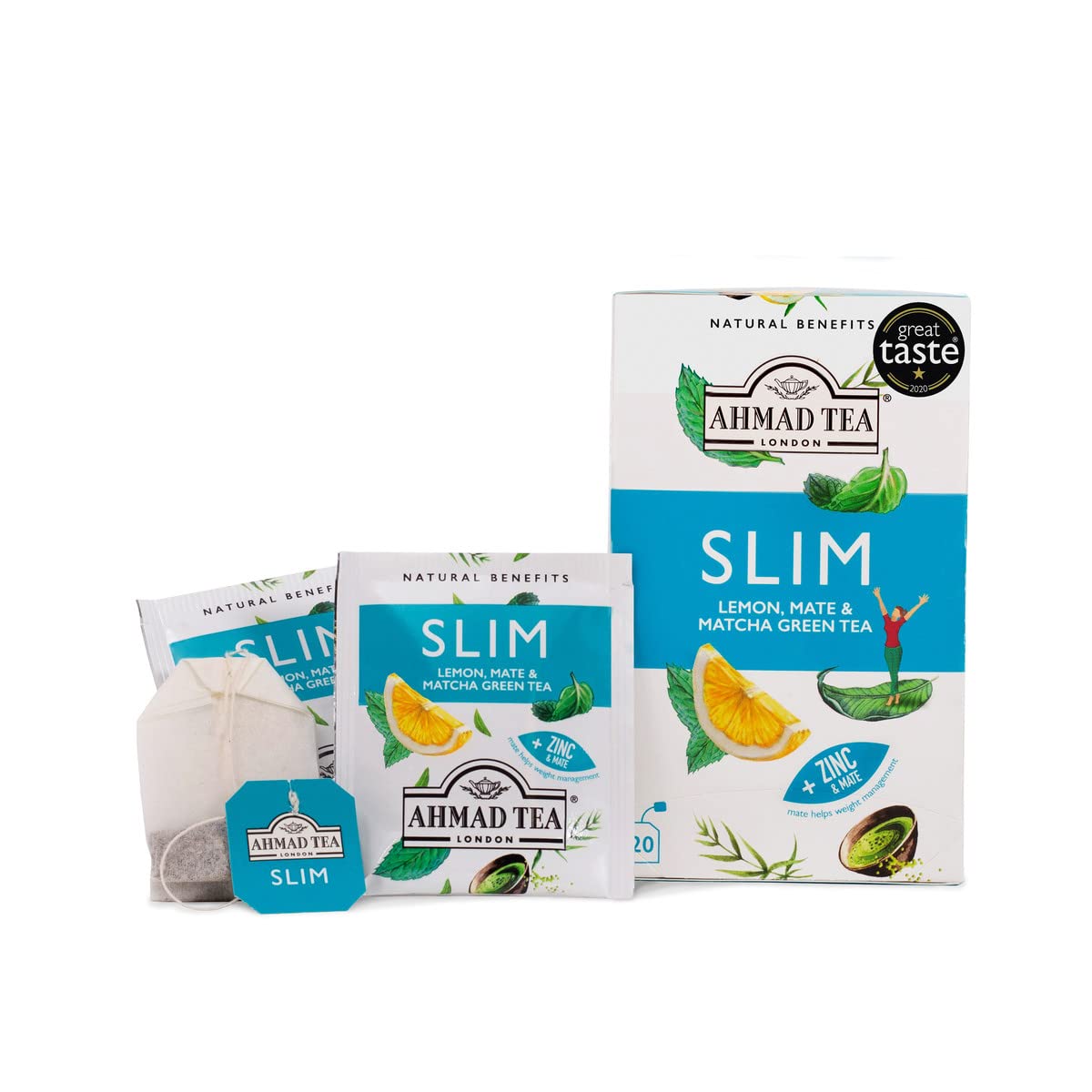 Ahmad Tea Natural Benefit Slim Infusion - Lemon, Mate & Matcha Green Tea | 20 Foil-Sealed Teabags 5