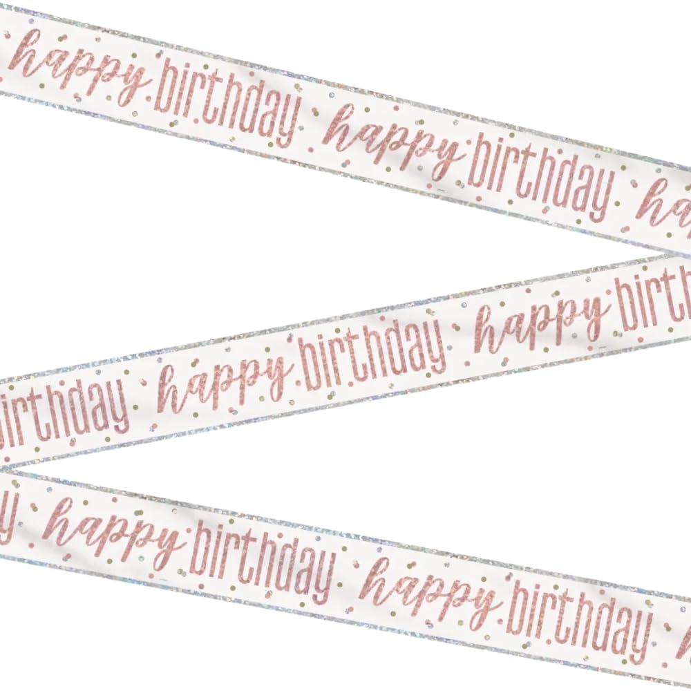 Unique Party Happy Birthday Foil Banner - Rose Gold | 1 Pc 9 ft Standard Banner 1