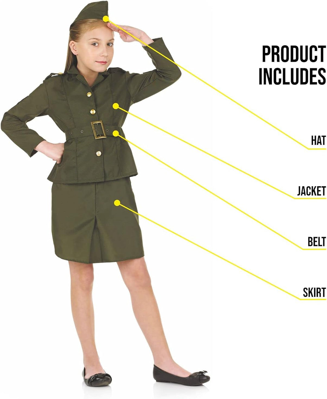 Fun Shack WW2 Army Girl Costume - Kids Size (FNK2969)