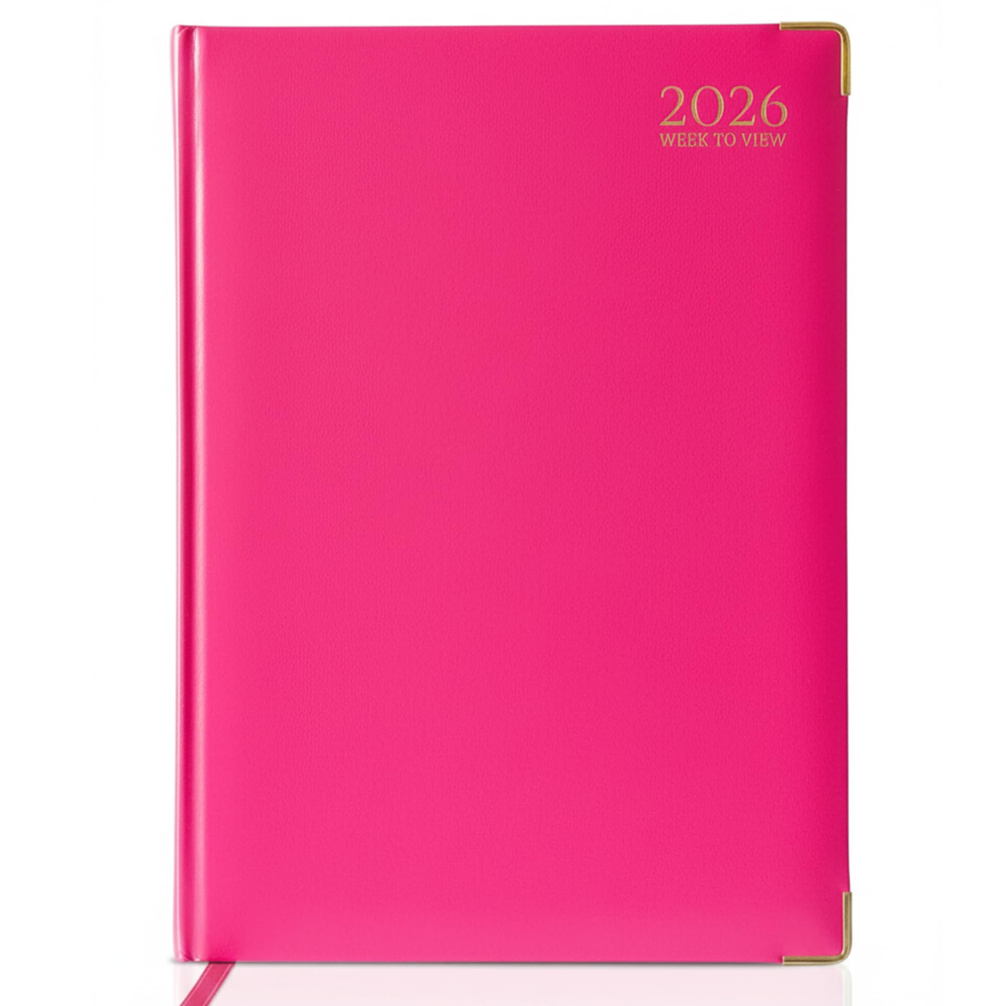 G4GADGET 2026 A5 Week to View Diary - Pink Hardback with Gilt Edges | UK Holidays Included 1