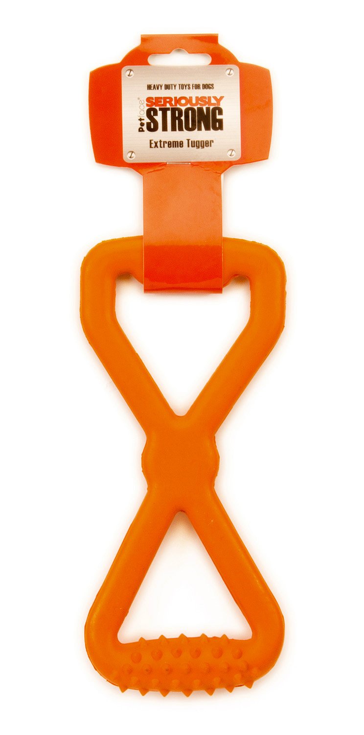Petface Seriously Strong Rubber Extreme Tugger Chew Toy for Dogs | Durable Orange Rubber | 1 Count