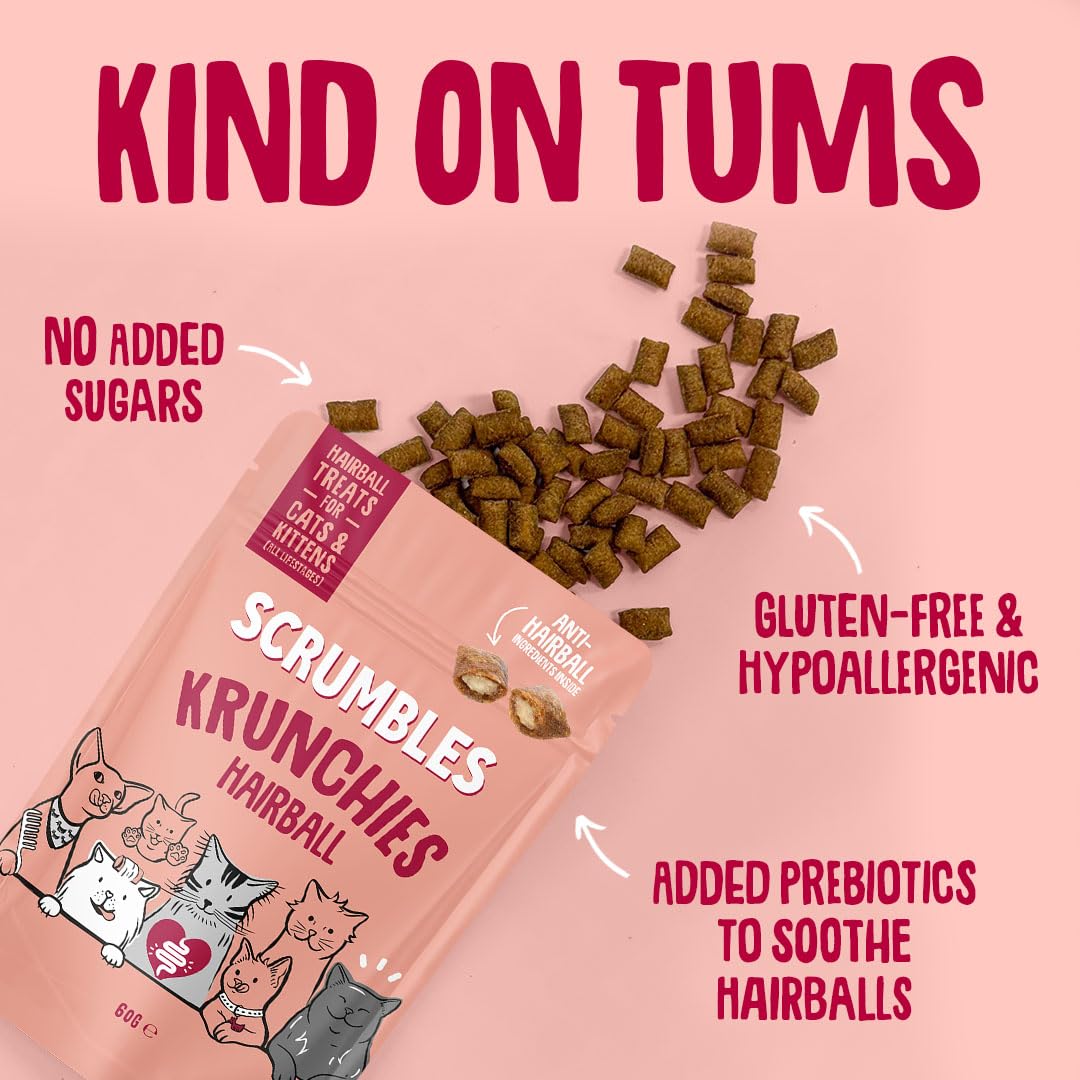 Scrumbles Anti-Hairball Krunchies Cat Treats - Chicken Flavour | 60g Pellets 3