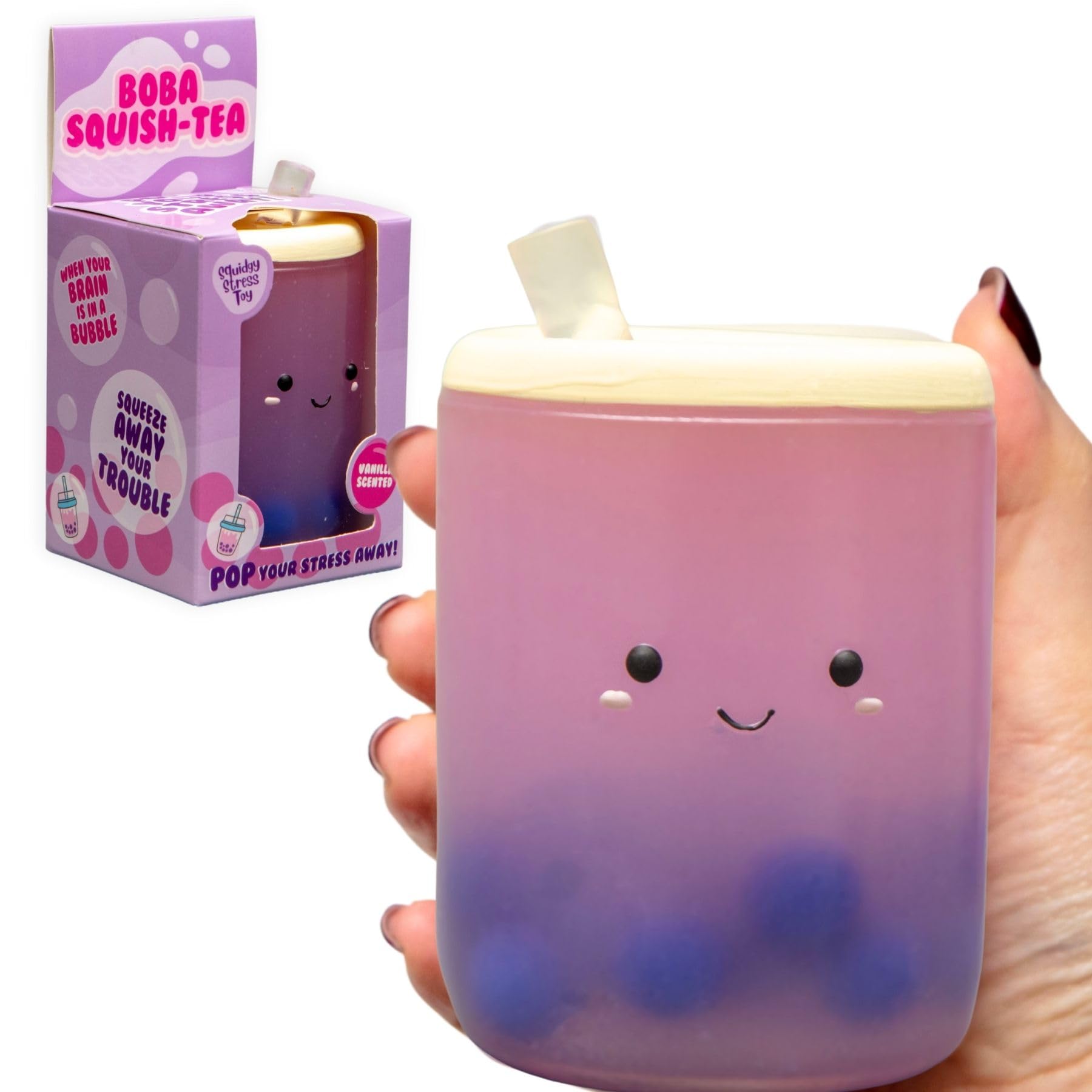 Boxer Gifts Boba Squish-Tea Stress Toy - Vanilla Scented, Slow Rising Foam | 100x70x70mm | Adult 1