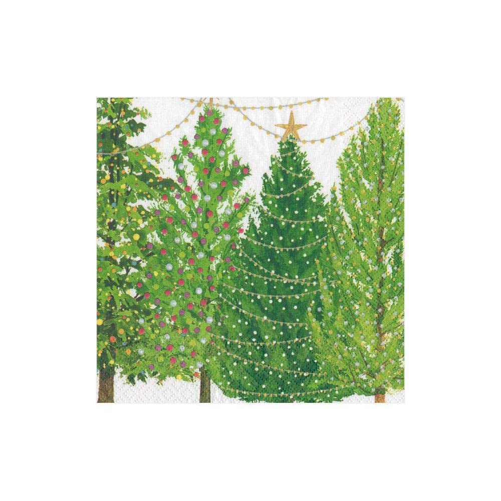 Caspari Christmas Trees with Lights Printed Cocktail Napkins - 20 Pack 4