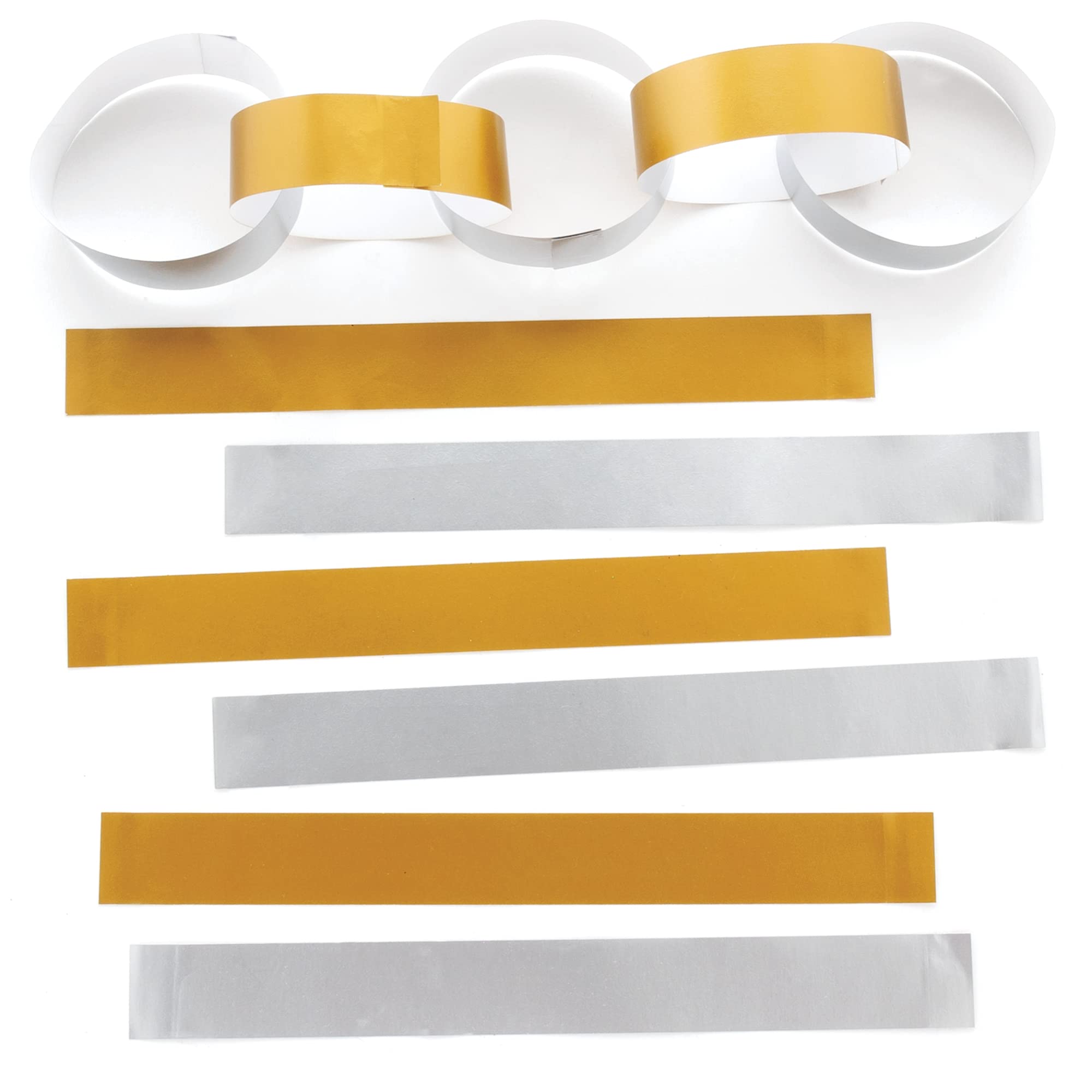 Baker Ross Gold and Silver Metallic Paper Chains - 200-Pack Craft Supplies