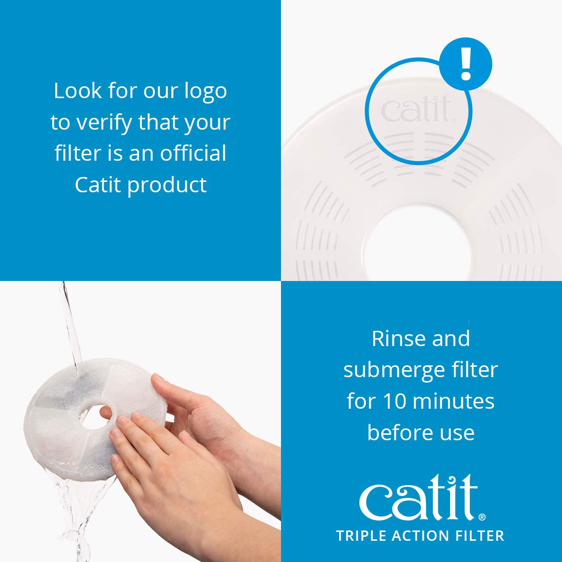 Catit Genuine Fountain Filters - 12 Pack | Removes Calcium & Magnesium | Fits 3L Flower Fountain 4