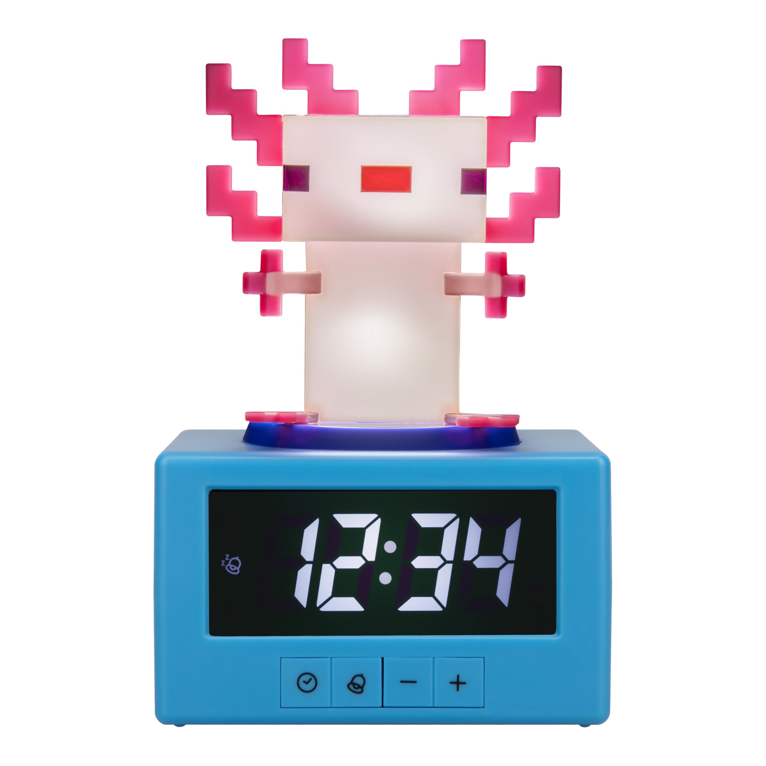 Paladone Minecraft Axolotl Icon Digital Alarm Clock with Night Light | Battery Powered | Multicolor