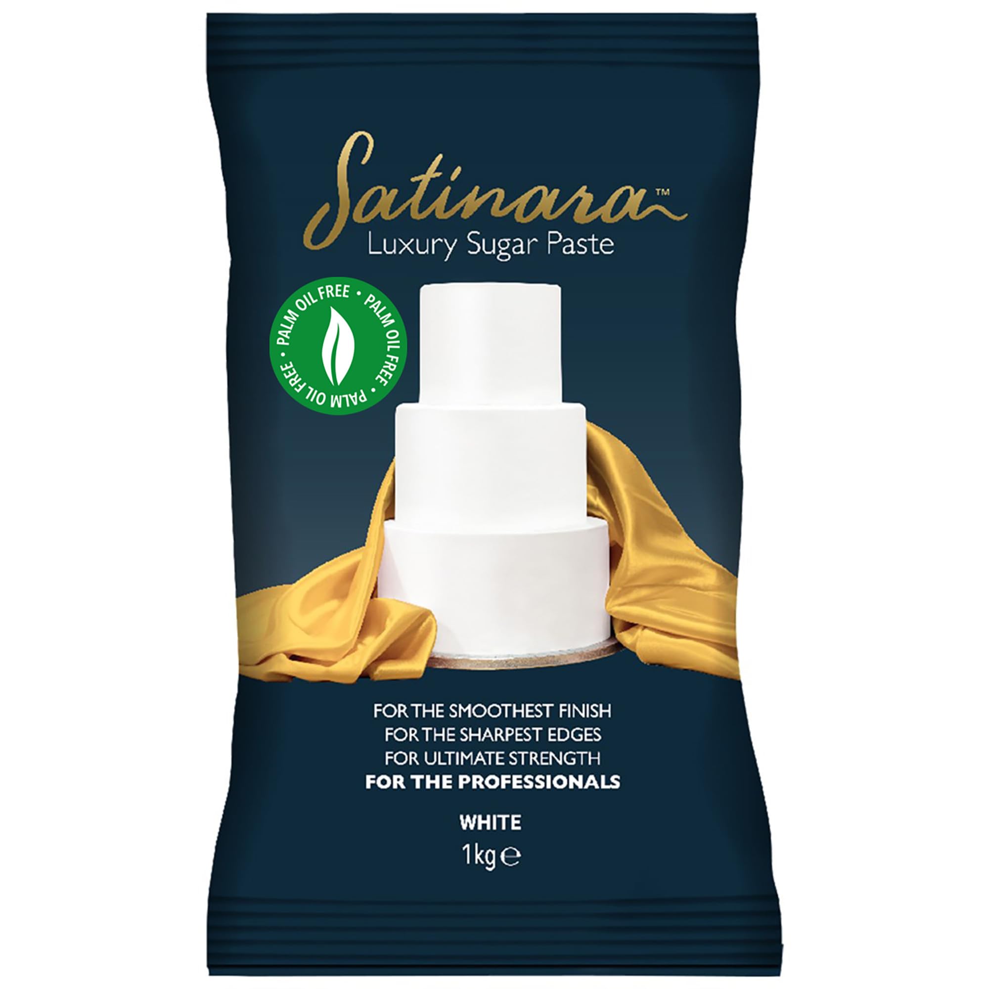 Satinara Luxury White Sugar Paste for Cakes - Palm Oil Free, Smooth Finish | 1kg 1