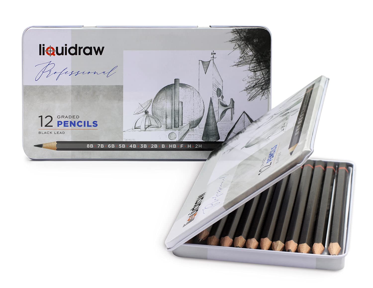 Liquidraw Drawing Pencils Set of 12 - Graded Graphite for Sketching & Shading | Includes Storage Tin 5