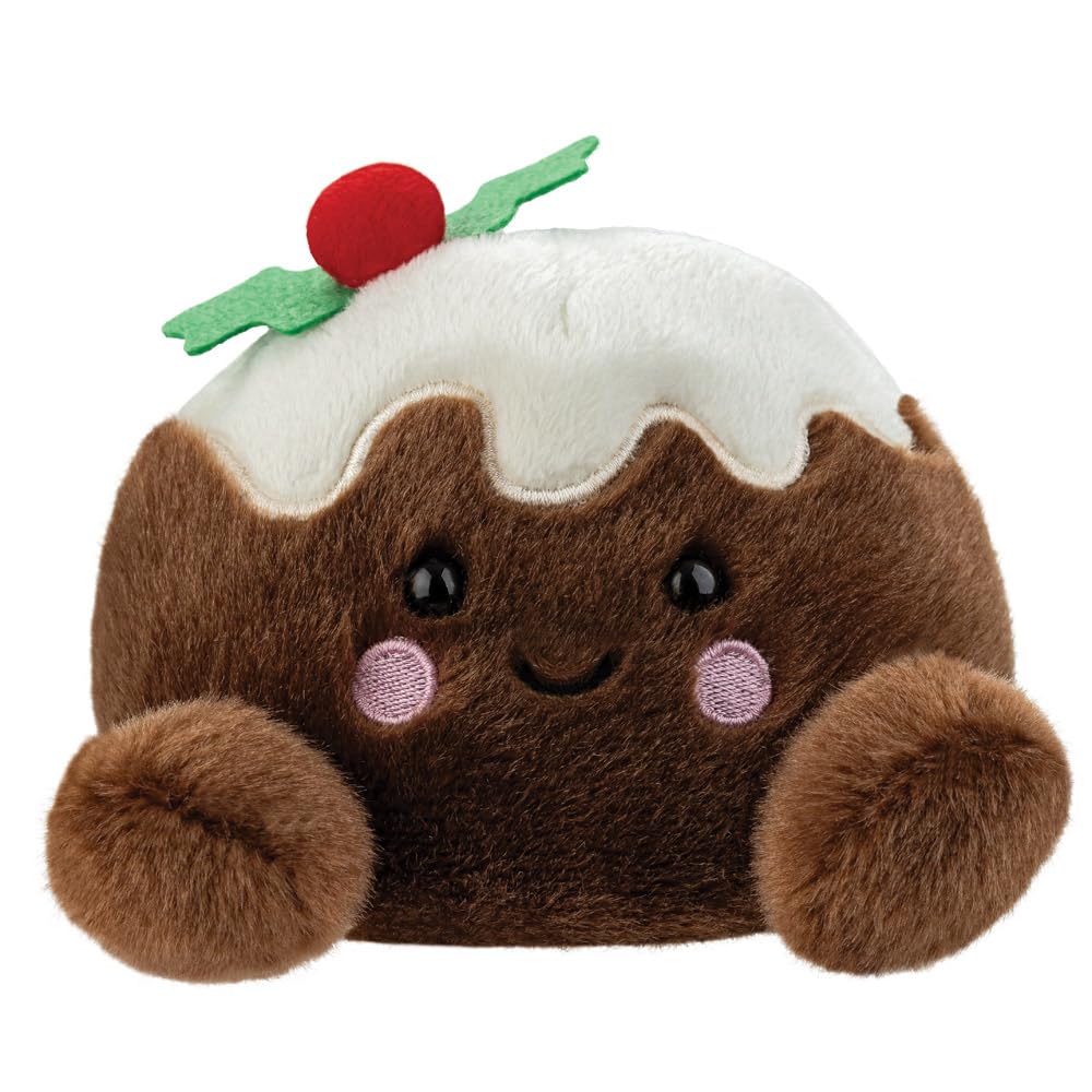 Palm Pals Carol Christmas Pudding Soft Toy - 13cm Plush, Brown & White