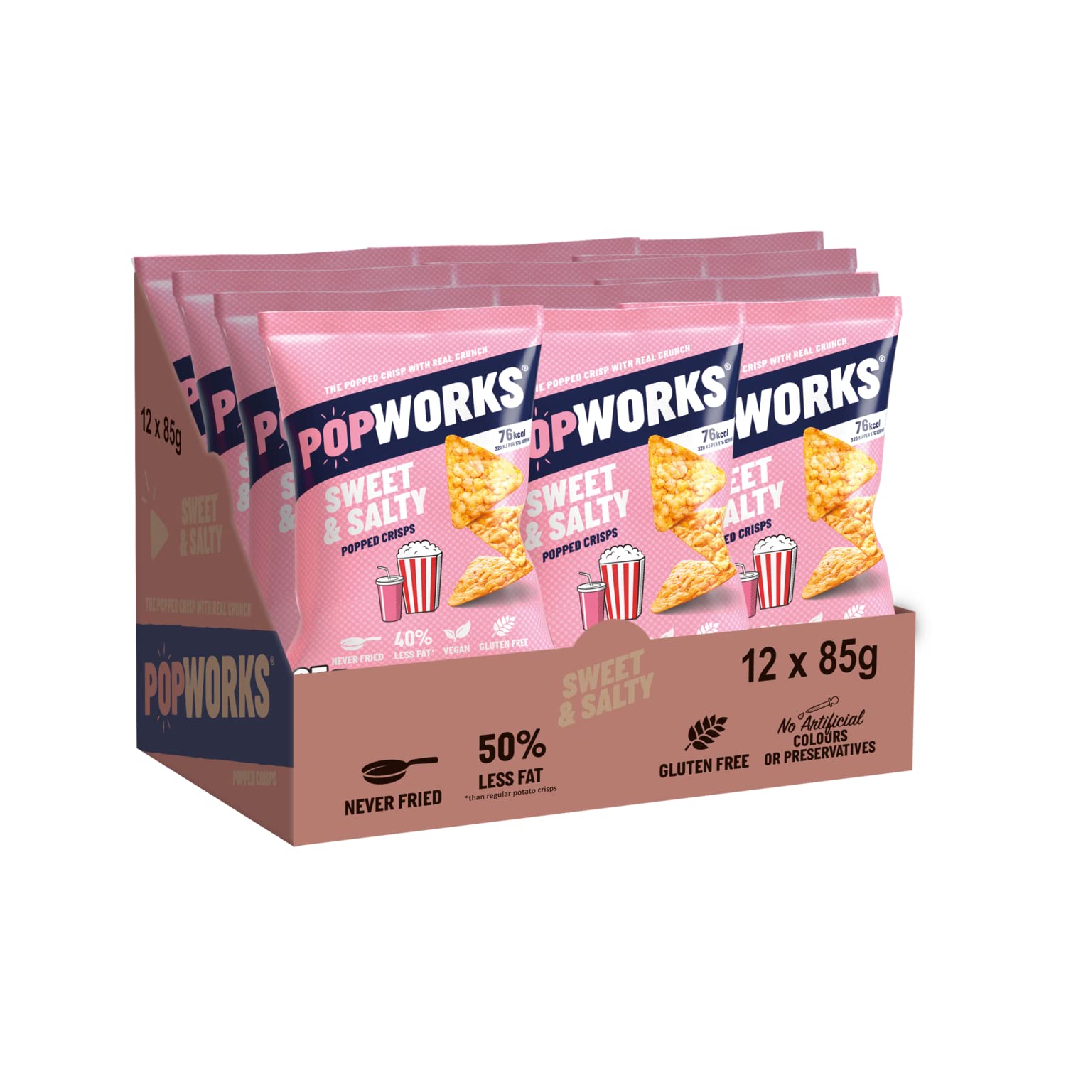 Popworks Sweet & Salty 85g (Case of 12) Vegan Gluten Free Popped Crisps 11