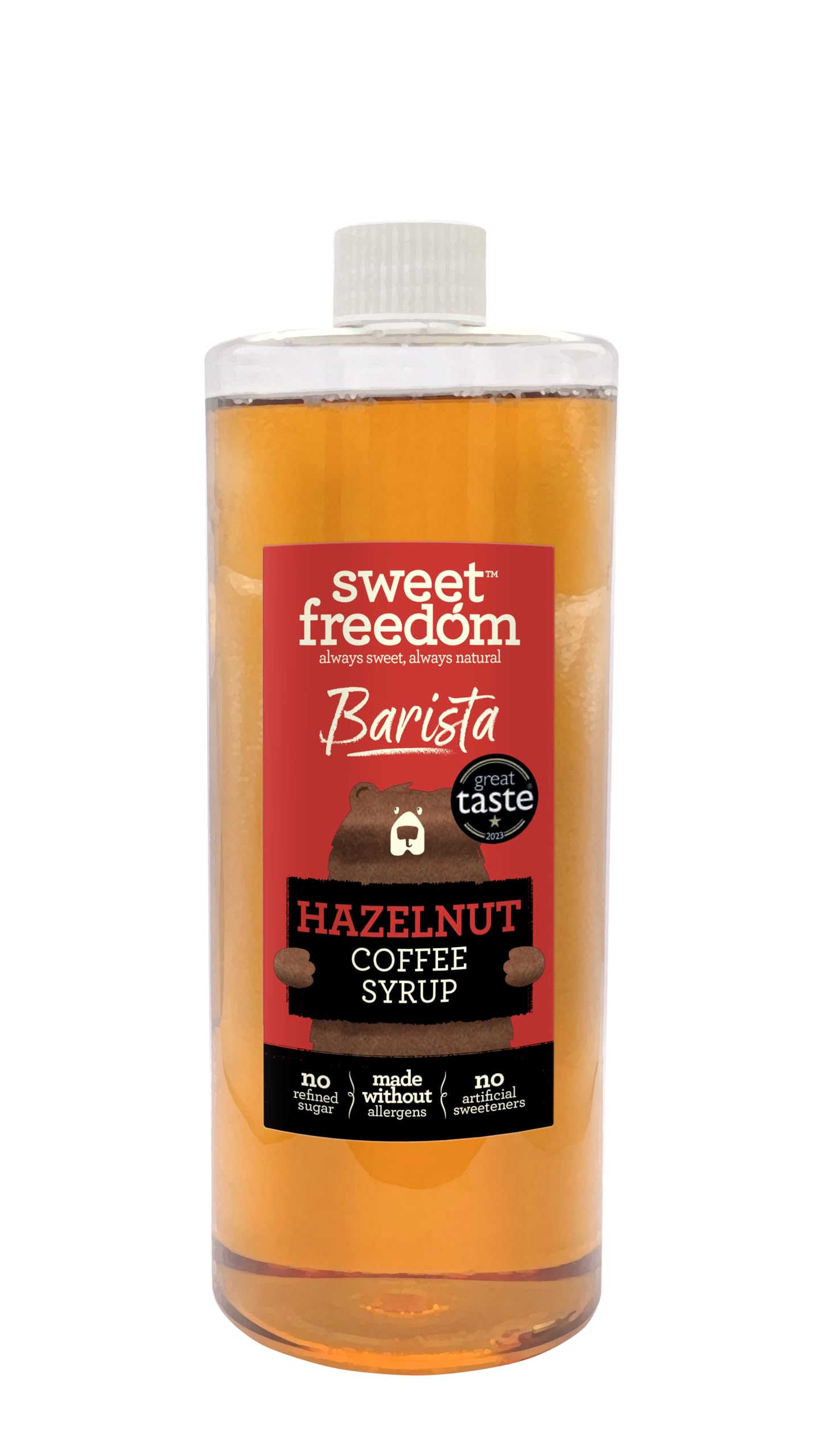 Sweet Freedom Hazelnut Coffee Syrup - 1 litre | Award Winning | Natural Fruit Sweetness | Vegan