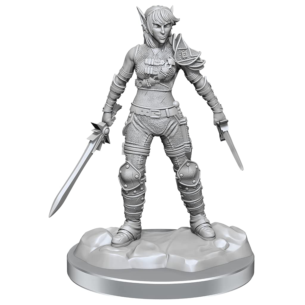 WizKids D&D Nolzur's Marvelous Miniatures: Elf Rogue & Half-Elf Rogue Proté | 2 Unpainted Miniatures | Plastic 1