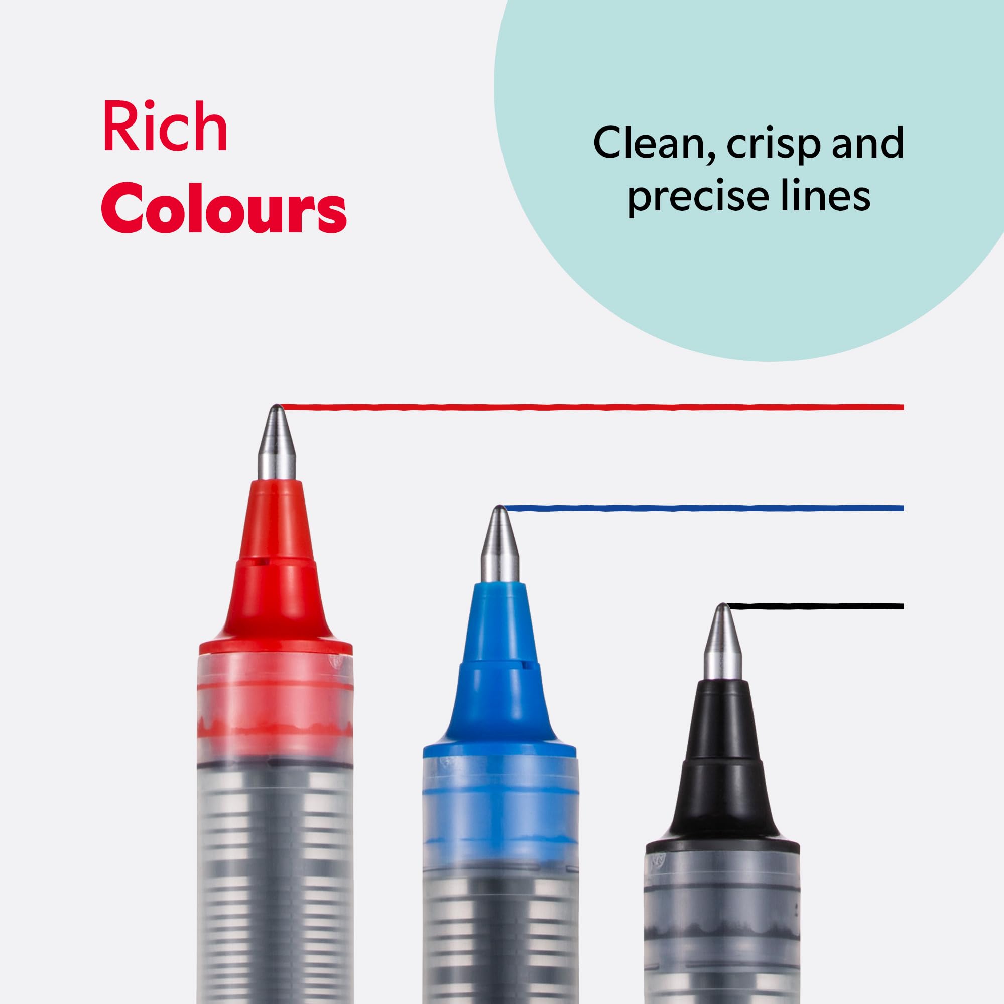 uni-ball Eye Rollerball Pen - 0.7mm Fine Tip, Black Ink | Liquid Ink | Pack of 3