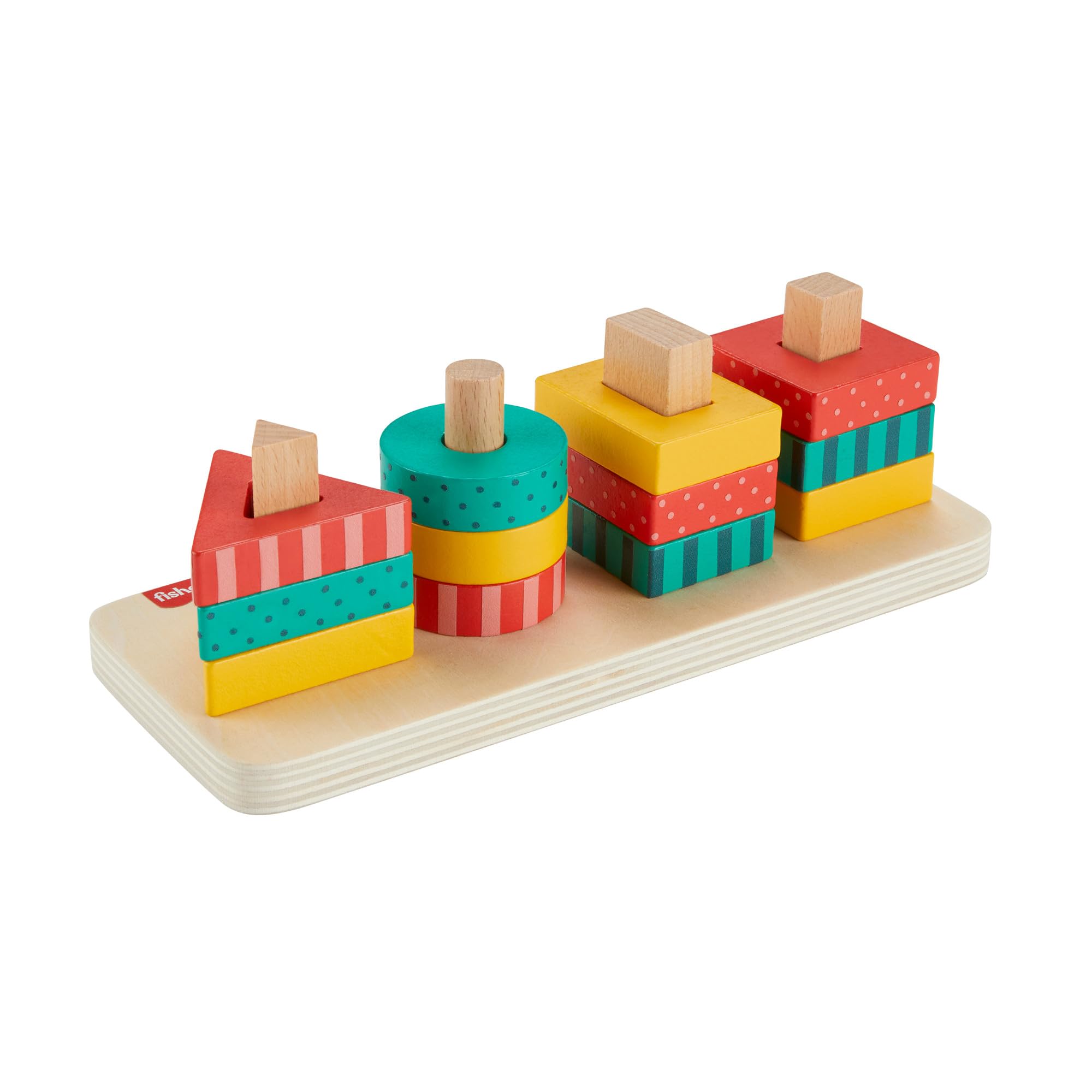 Fisher-Price Wooden Shape Stacker - Montessori-Style Sorting & Stacking Toy for Toddlers 2+