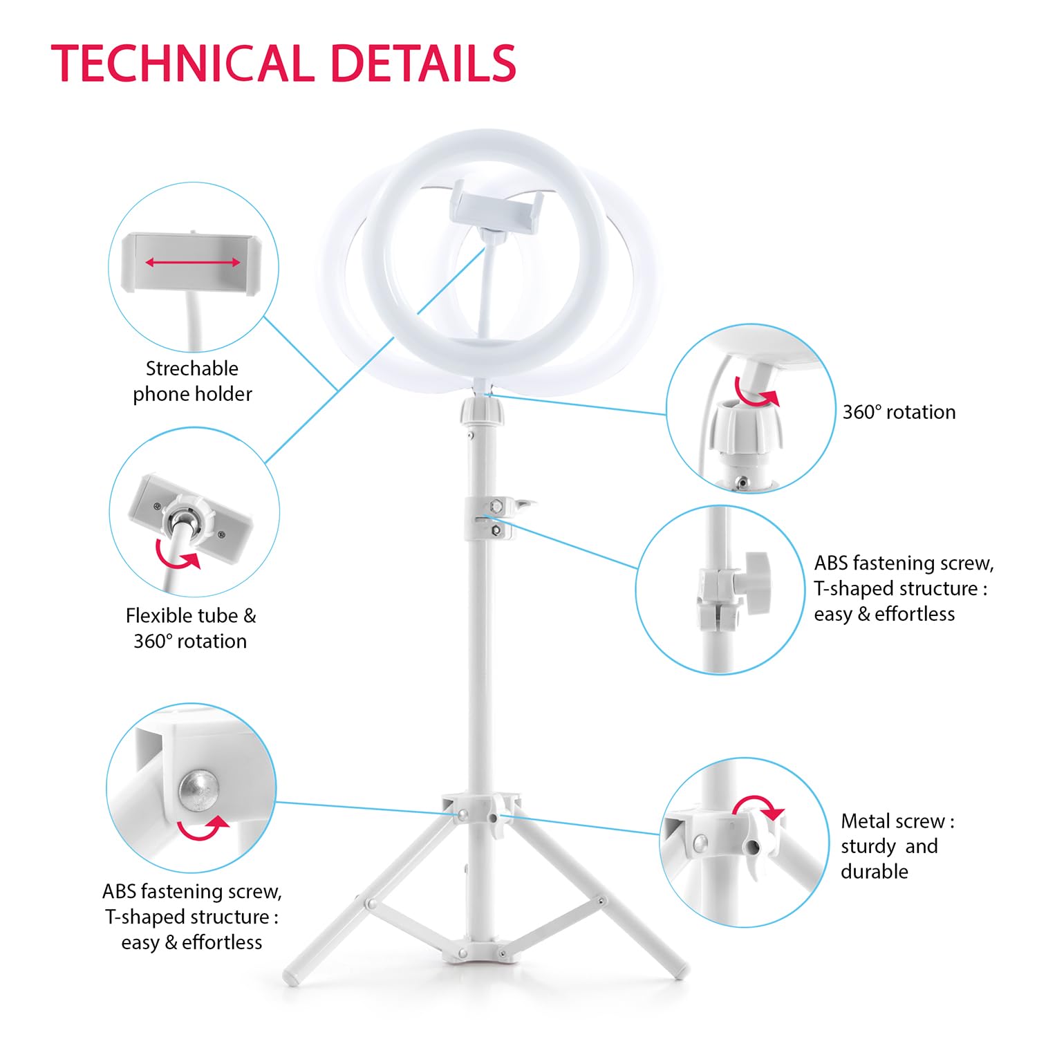 Studio Creator Video Maker Kit – White Edition | LED Ring Light, Green Screen, Tripod & Phone Holder 14