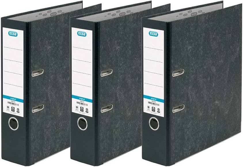 Lever Arch File | ELBA, A4 Paper on Board, Black, Pack of 3, 400129085 1