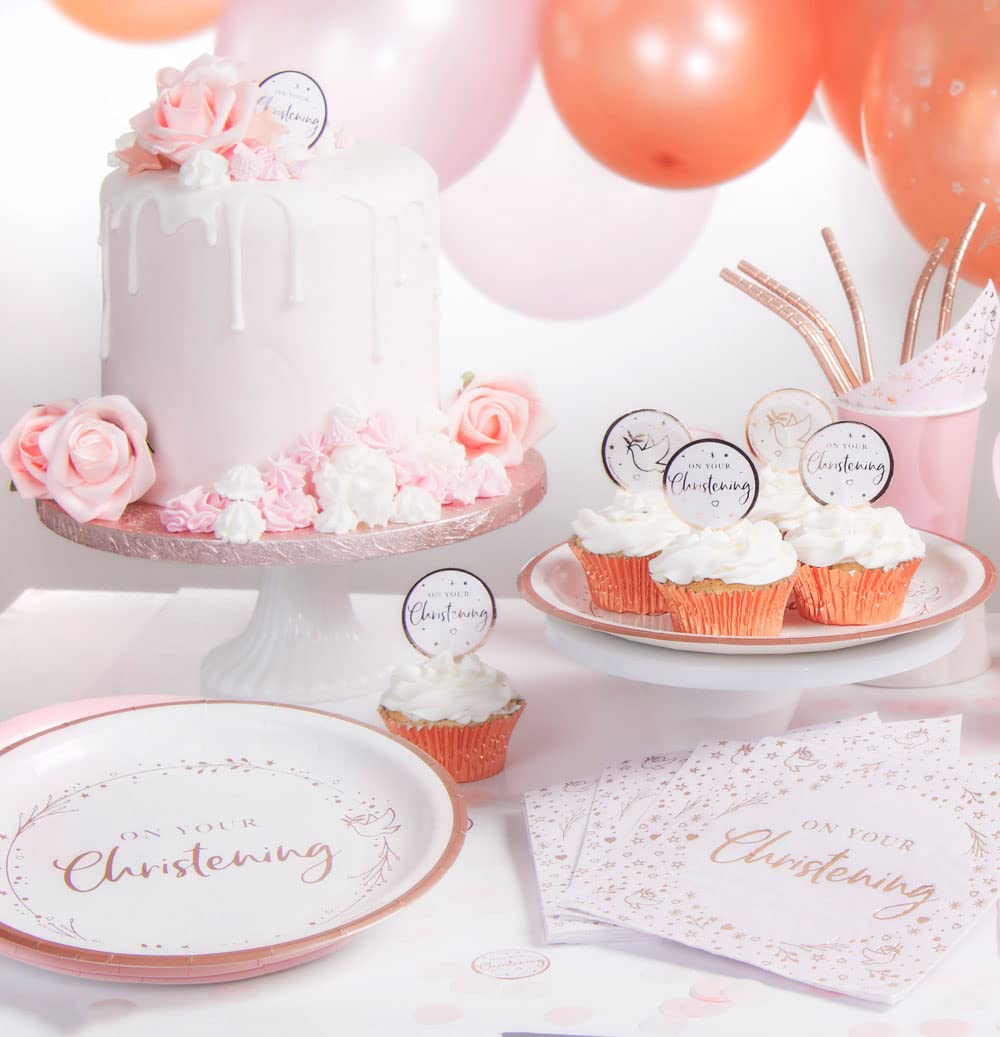 Anniversary House Pink Christening Lunch Napkins - 3 Ply Foil Stamped | 33 x 33cm Unfolded 4