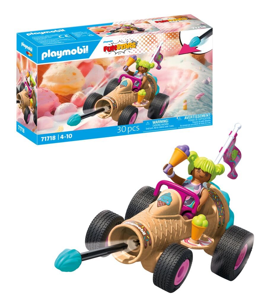 Playmobil Funstars Racing Ice Cream Cone Action Figure | Ages 4+ | Model 71718 1