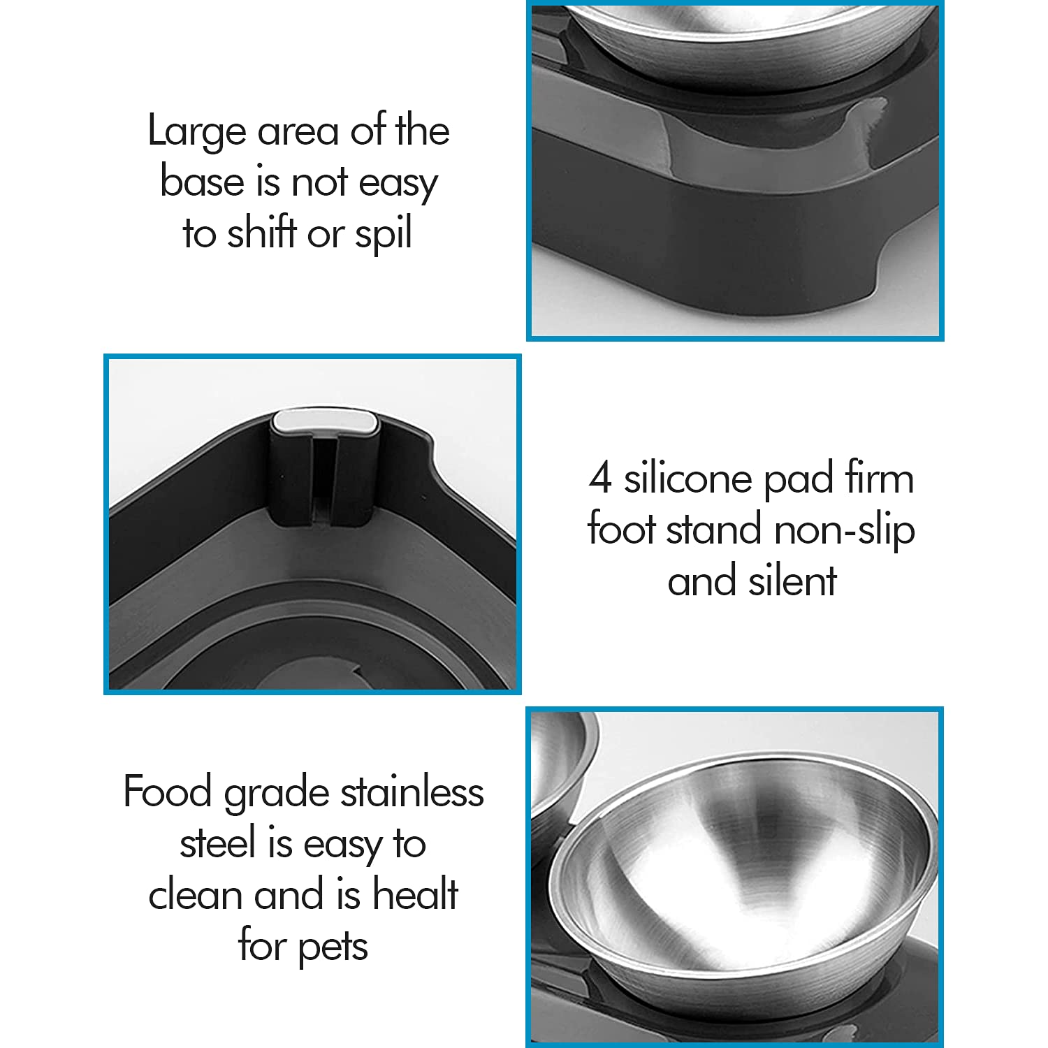 Edipets Double Stainless Steel Pet Bowl Set - Non-Slip Base | 2 Bowls | 5.1 Inch Diameter 4