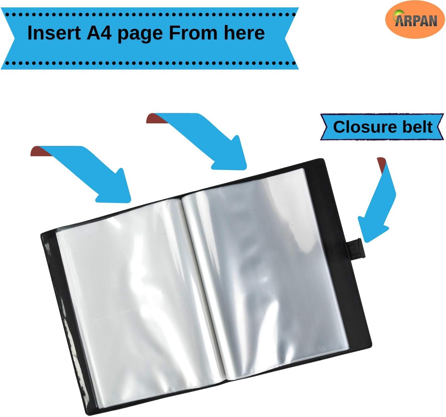 Arpan A4 36 Pockets Professional Soft Touch Display Book Presentation Portfolio Folder - Black 3