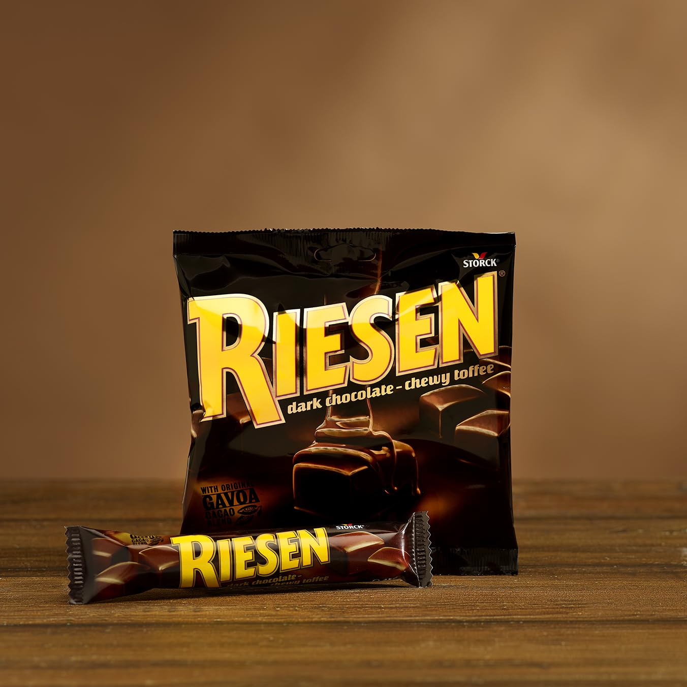 Riesen Dark Chocolate Covered Chewy Toffees, Rich & Indulgent Chewy Caramel 12