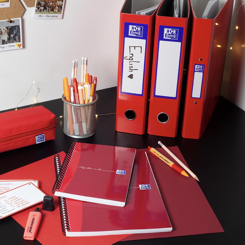 Oxford Premium A4 Ring Binder, Red Single Folder, 25mm Capacity, Laminated 4