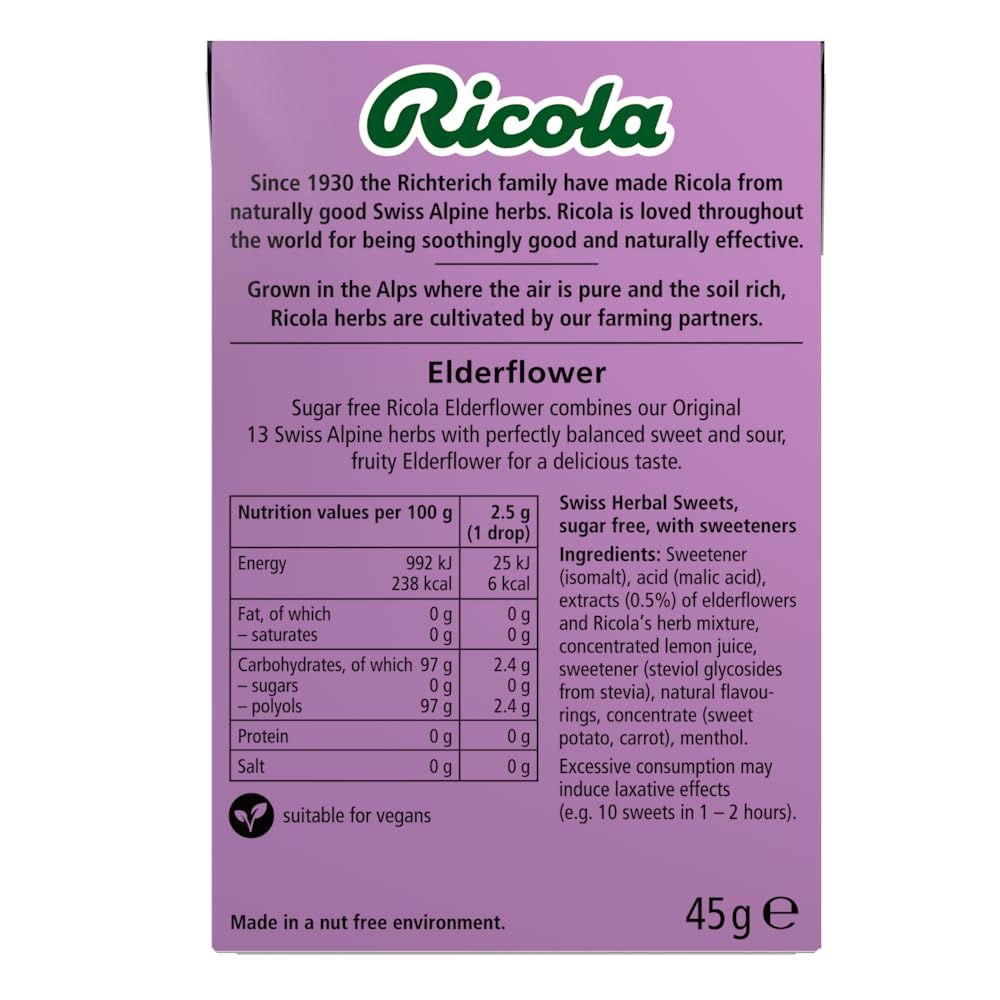 Ricola Elderflower Sugar Free Swiss Herbal Sweets - 10 Count Box | Made with 13 Alpine Herbs 3