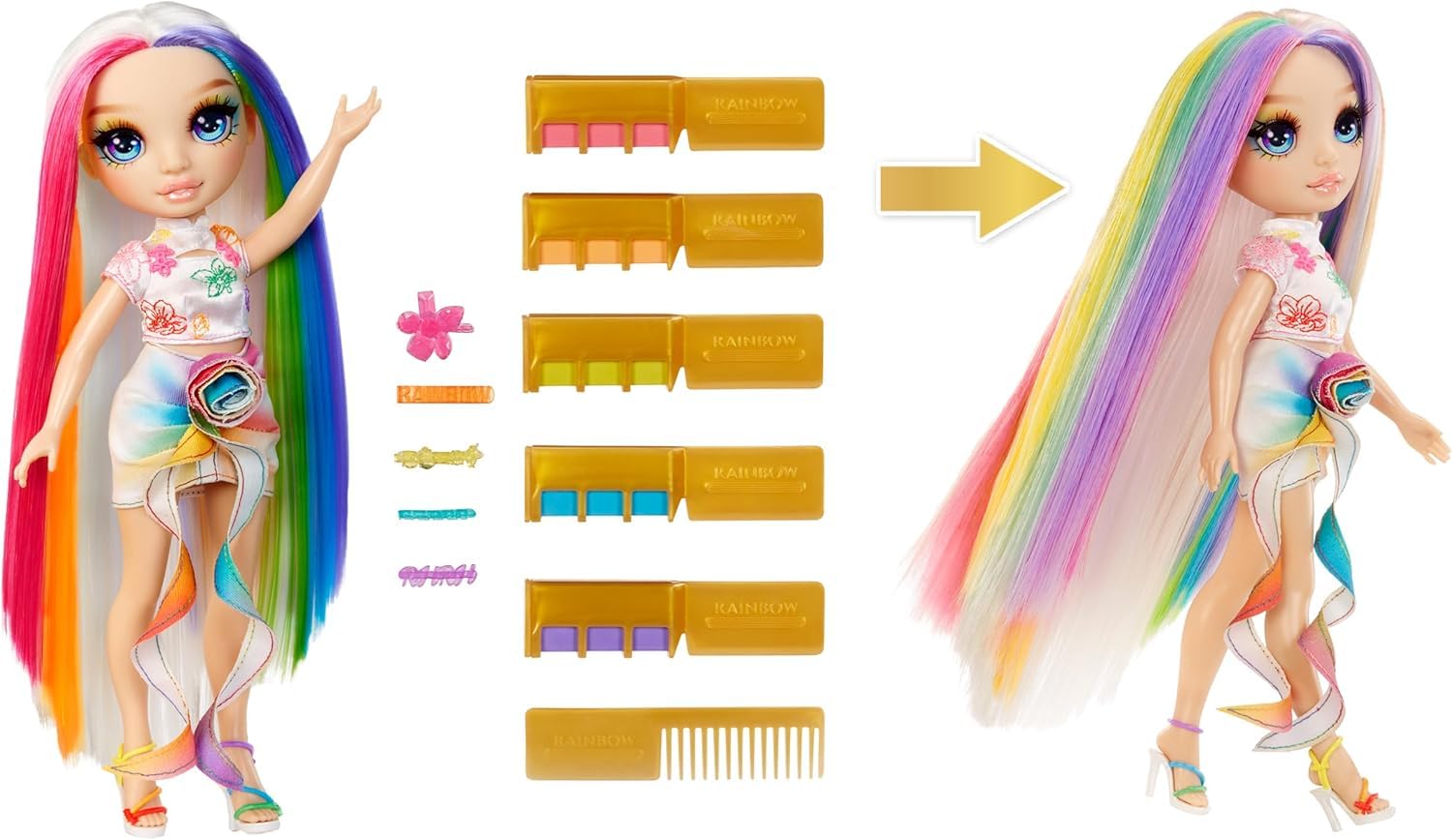 Rainbow High Amaya Hair Chalk & Style Doll - 28 cm Fashion Doll with Washable Hair Chalk Kit 2