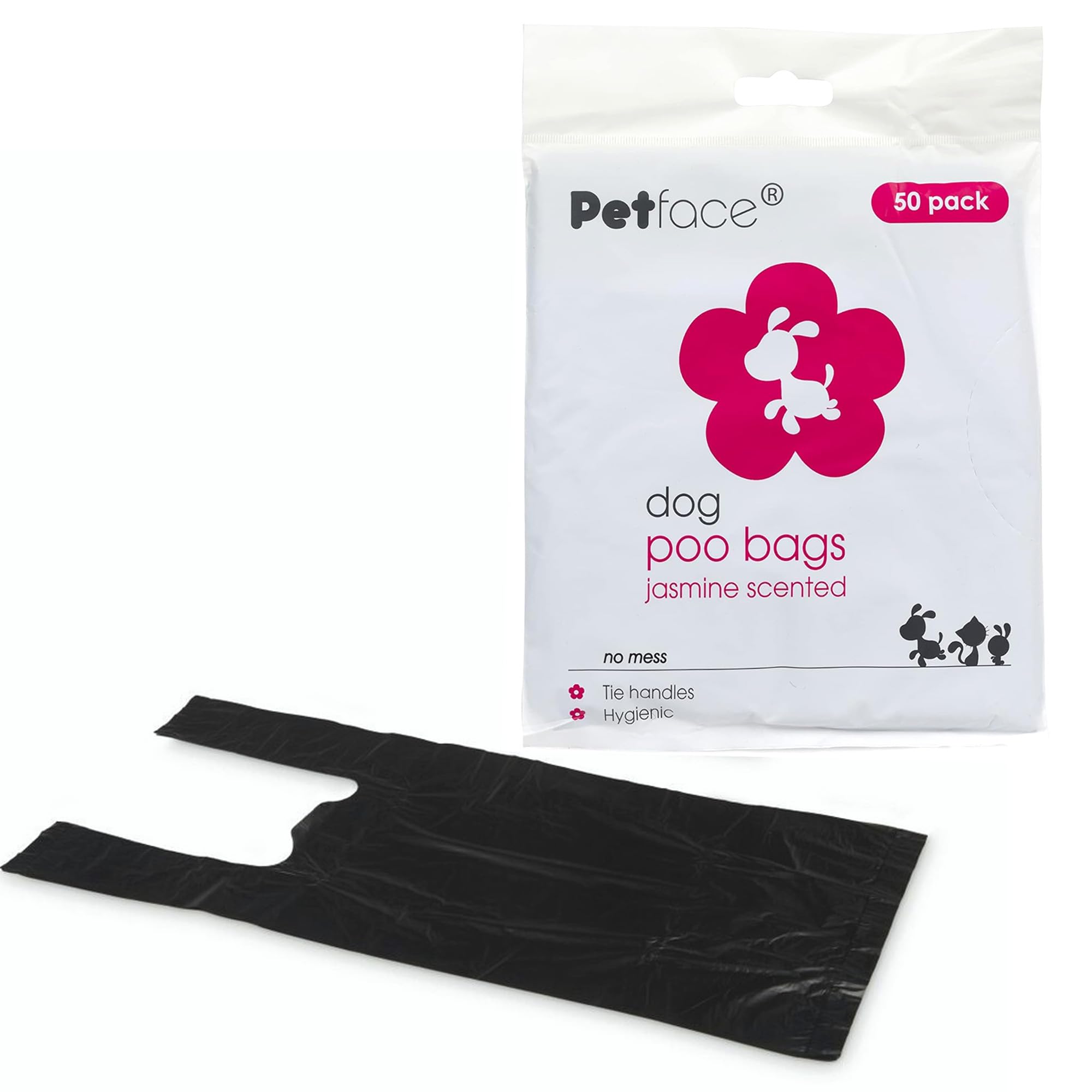 Petface Jasmine Scented Dog Poop Bags - Tie Handle Closure | Pack of 50 1