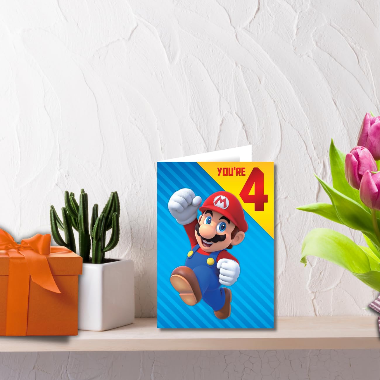 Danilo Promotions LTD Super Mario Age 4 Birthday Card | 195 x 135 mm | Mixed Color 3