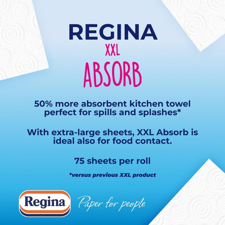 Regina - XXL Absorb Kitchen Roll 6 Rolls | 75 Extra Large Sheets per Roll