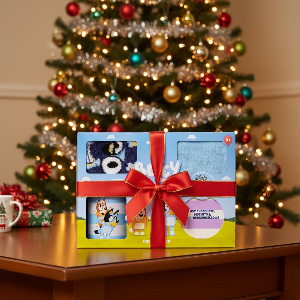 Bluey - Cosy Hot Chocolate Hamper with Ceramic Mug, Fluffy Socks & Dairy-Free Treats 3