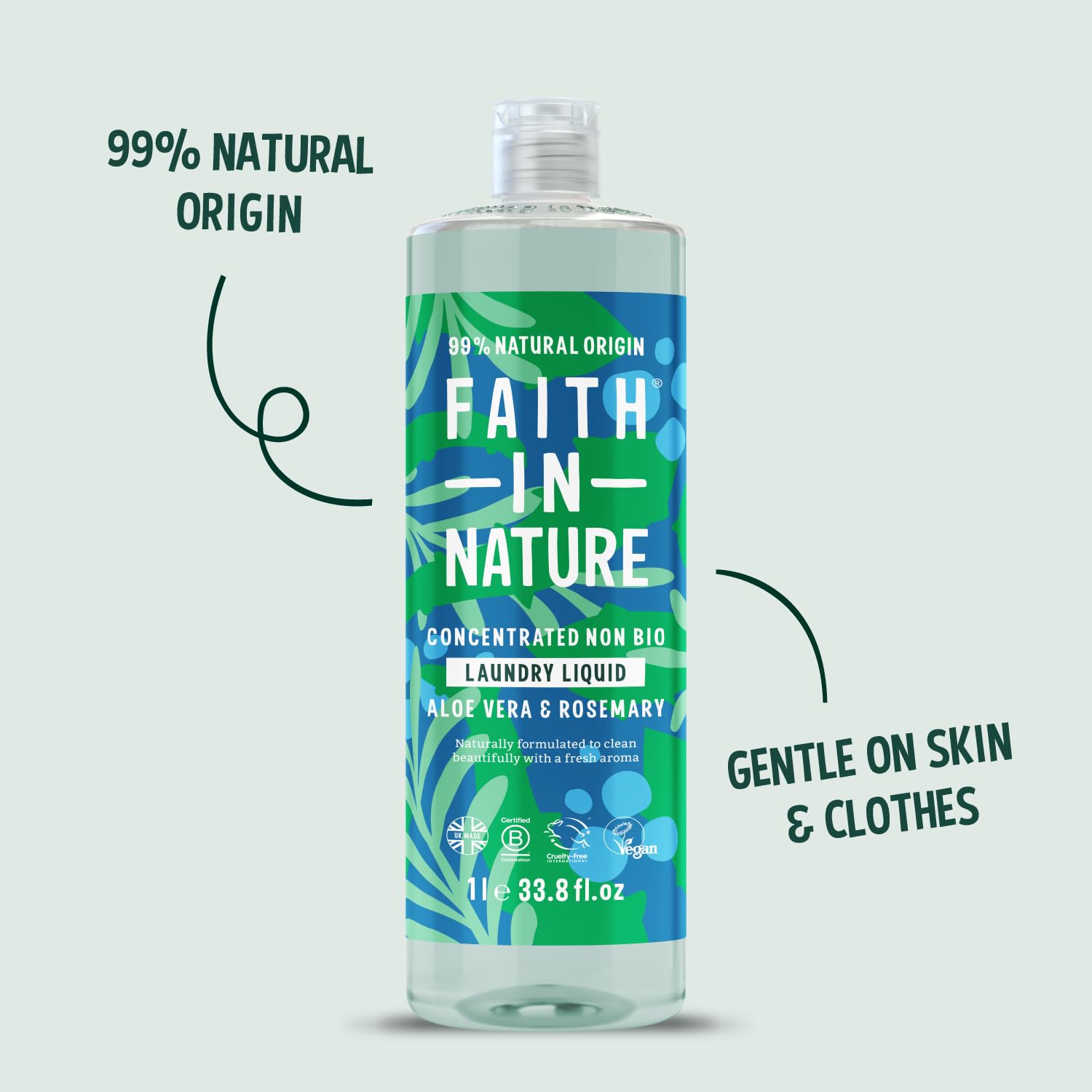 FAITH IN NATURE Laundry Liquid with Aloe Vera - Super Concentrated | 1L | Approx. 30 Washes