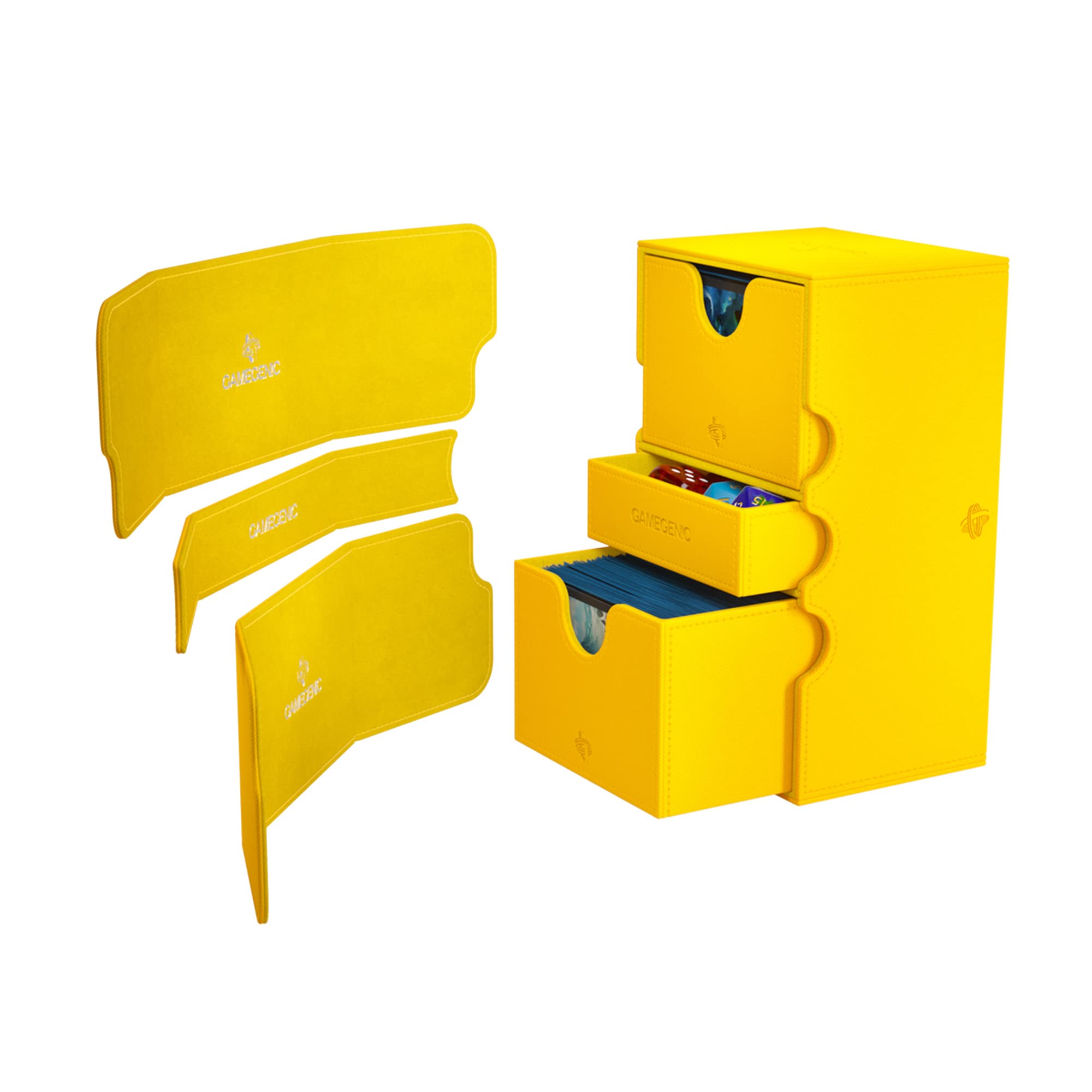 Gamegenic Stronghold 200+ XL Convertible Card Box - Yellow | XL Size | 3 Compartments