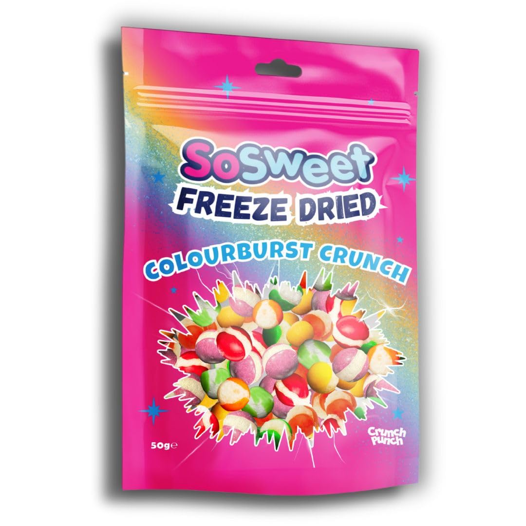 SoSweet Colourburst Crunch Freeze Dried Sweets - Intense Fruity Flavour | 50g Pouch 1