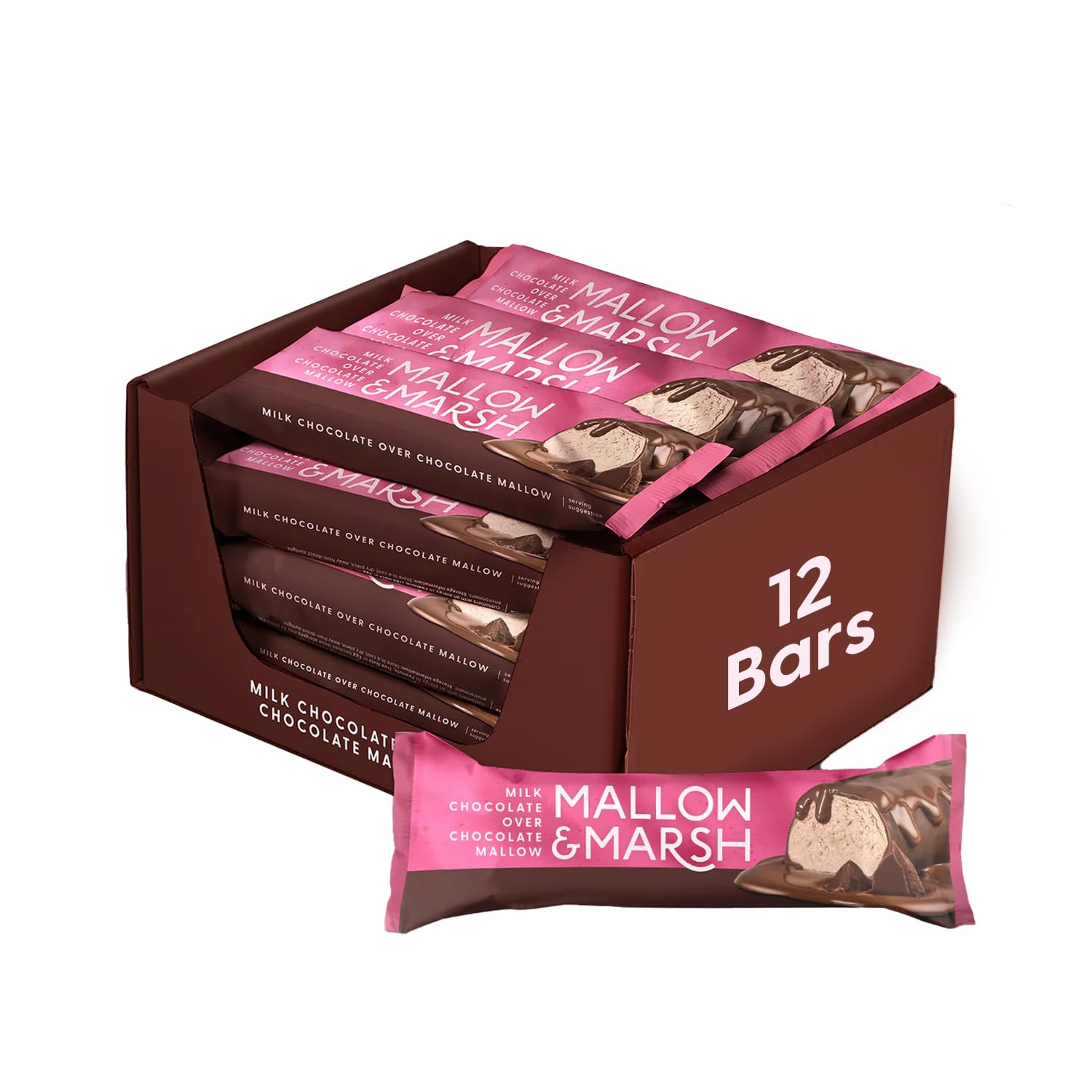 Mallow & Marsh Chocolate Marshmallow Bar - Multipack 12 x 35g, Belgian Milk Chocolate Coated, Handmade in UK