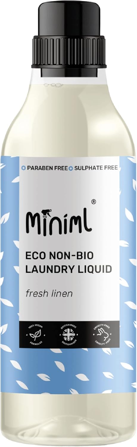 Miniml Eco Laundry Liquid Washing Detergent - Natural Non-Bio Fresh Linen Scent (1L)