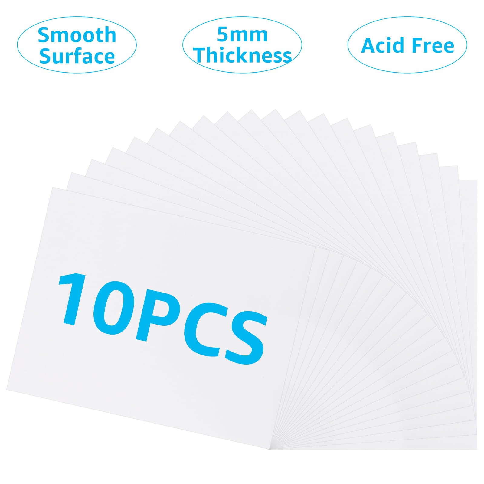 ASelected Foam Boards - 10 Pack A2 White Sheets, 5mm Thick Polystyrene for Crafts & Mounting 4