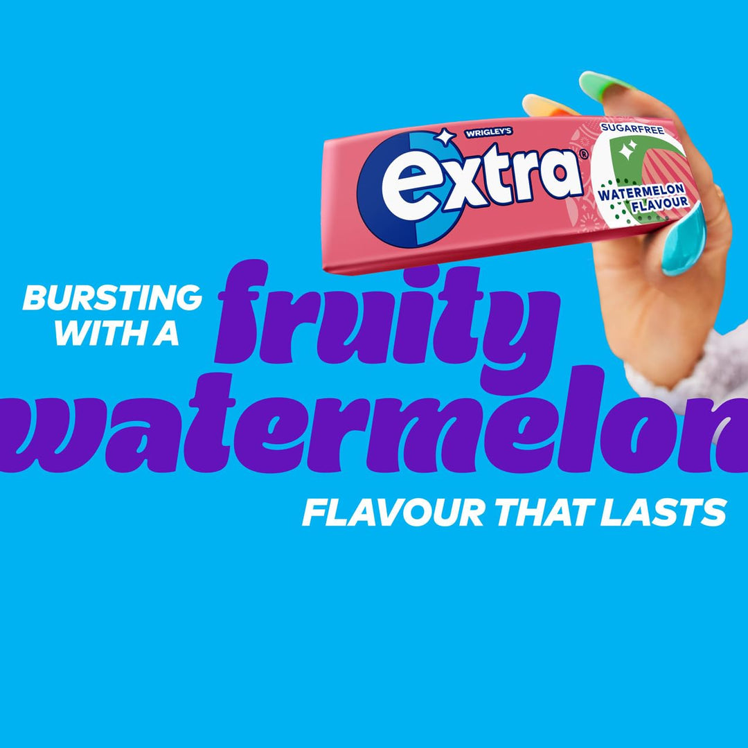 Extra - Watermelon Flavour Sugar Free Chewing Gum, 30 Packs of 10 Pieces