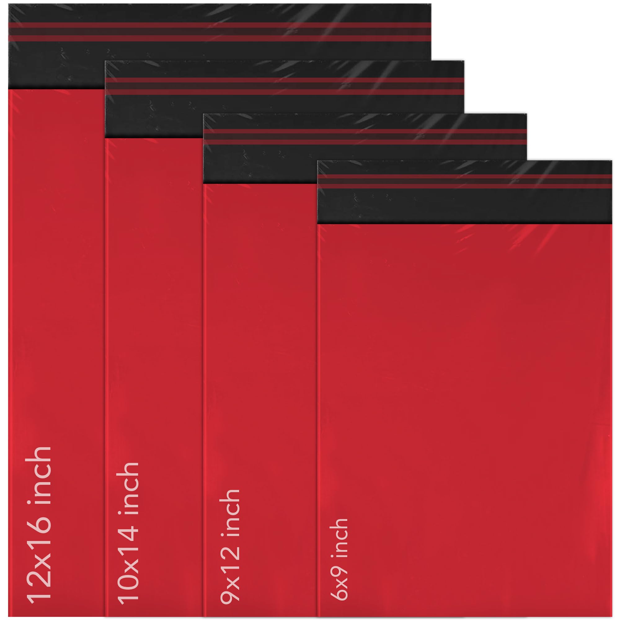 iSOUL 100 Mixed Mailing Poly Postal Self Seal Bags - 4 Sizes (6x9, 9x12, 10x14, 12x16)