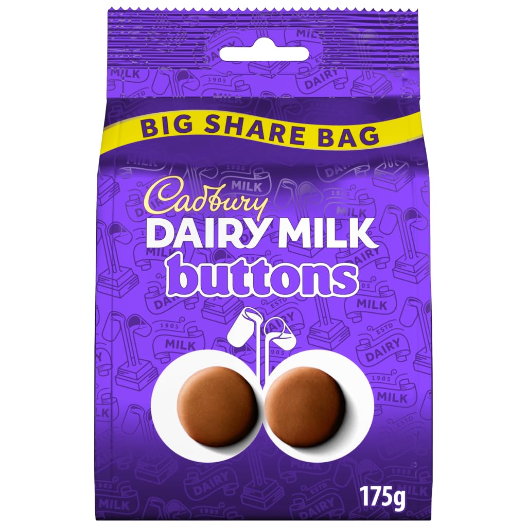 Cadbury Dairy Milk Buttons Bag, Creamy Chocolate Taste, 175 g Sharing Size