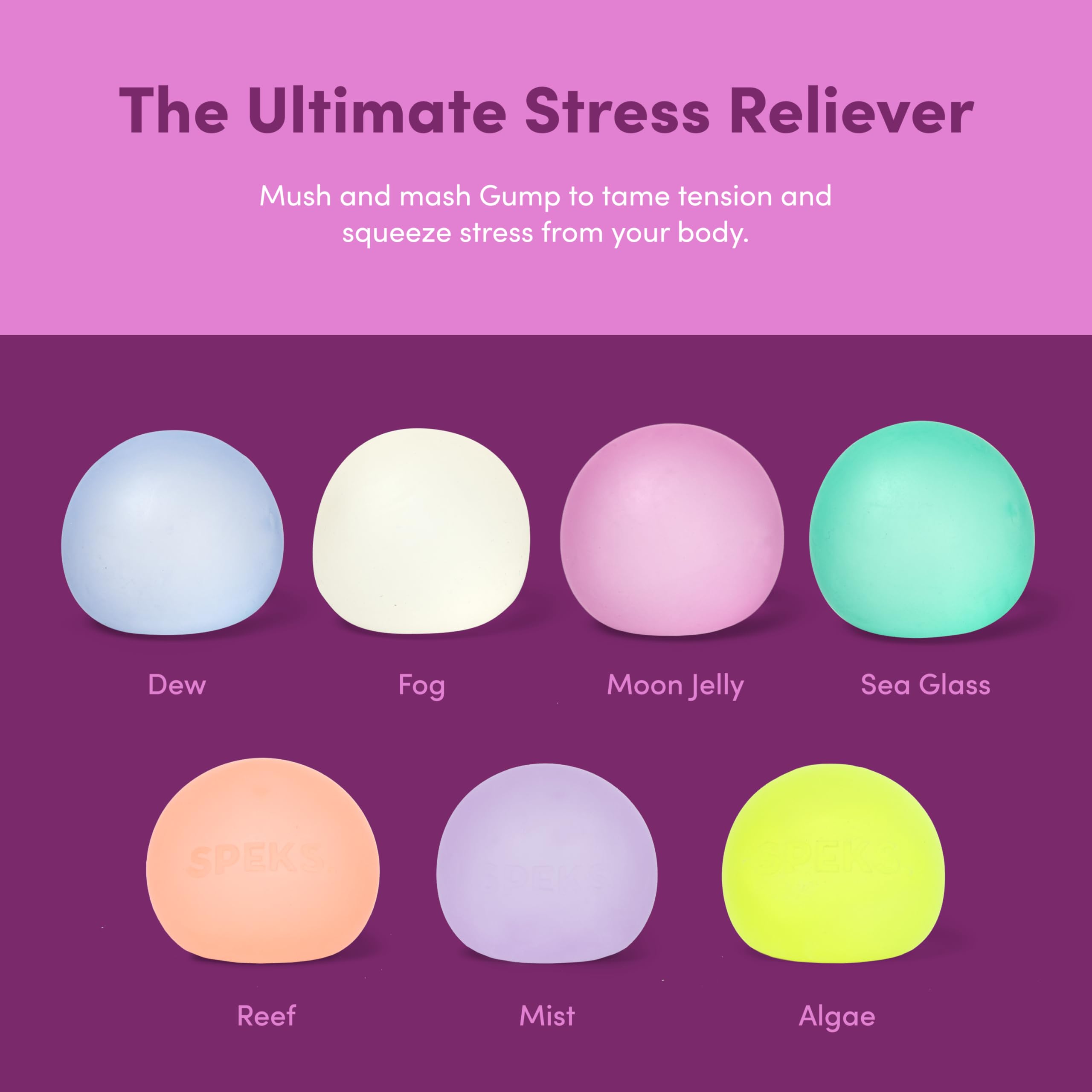 Speks Gump Stress Balls - Silky Soft Memory Gel Squishy Fidget Toy for Adults and Teens 14+ | Moon Jelly
