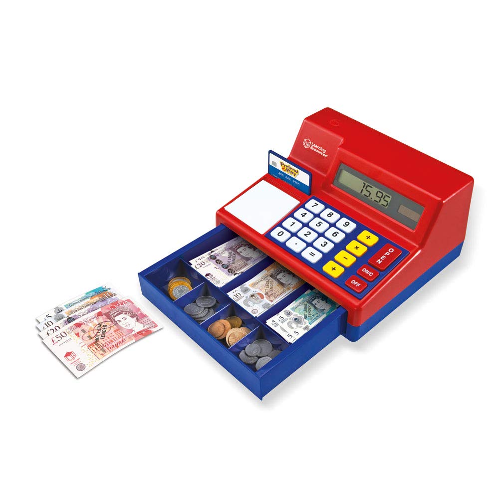 Learning Resources Pretend & Play Calculator Cash Register (UK Currency) | Solar Powered 1
