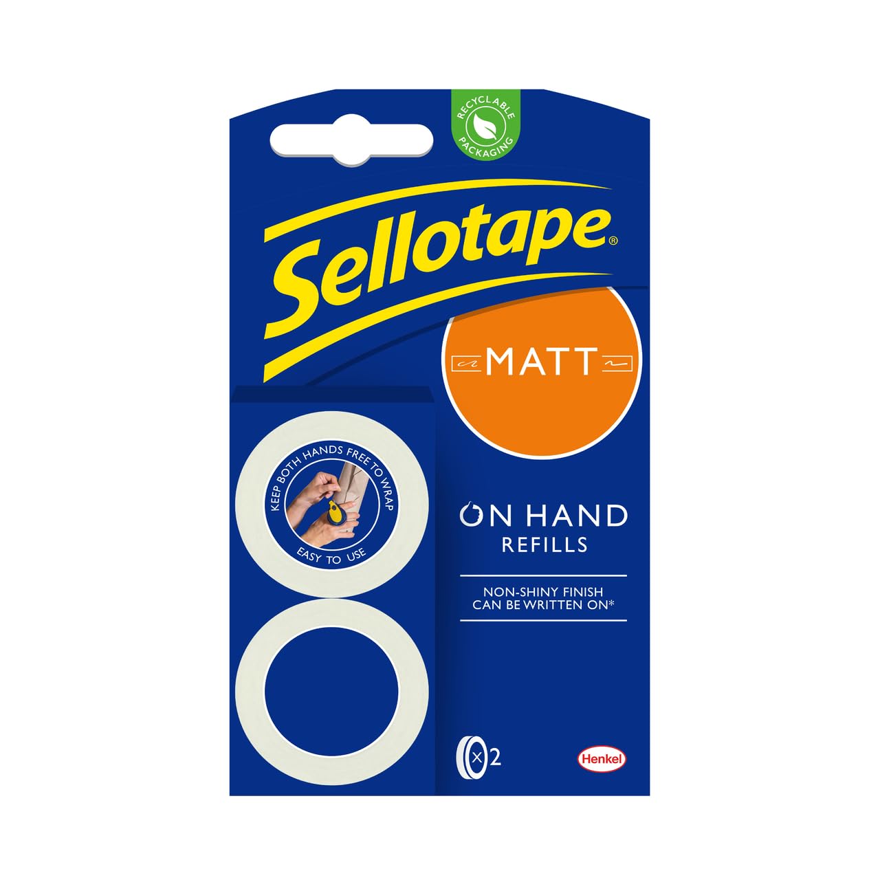 Sellotape On Hand Invisible Refills Matt Tape | 2 Rolls | 18mm x 15m Each